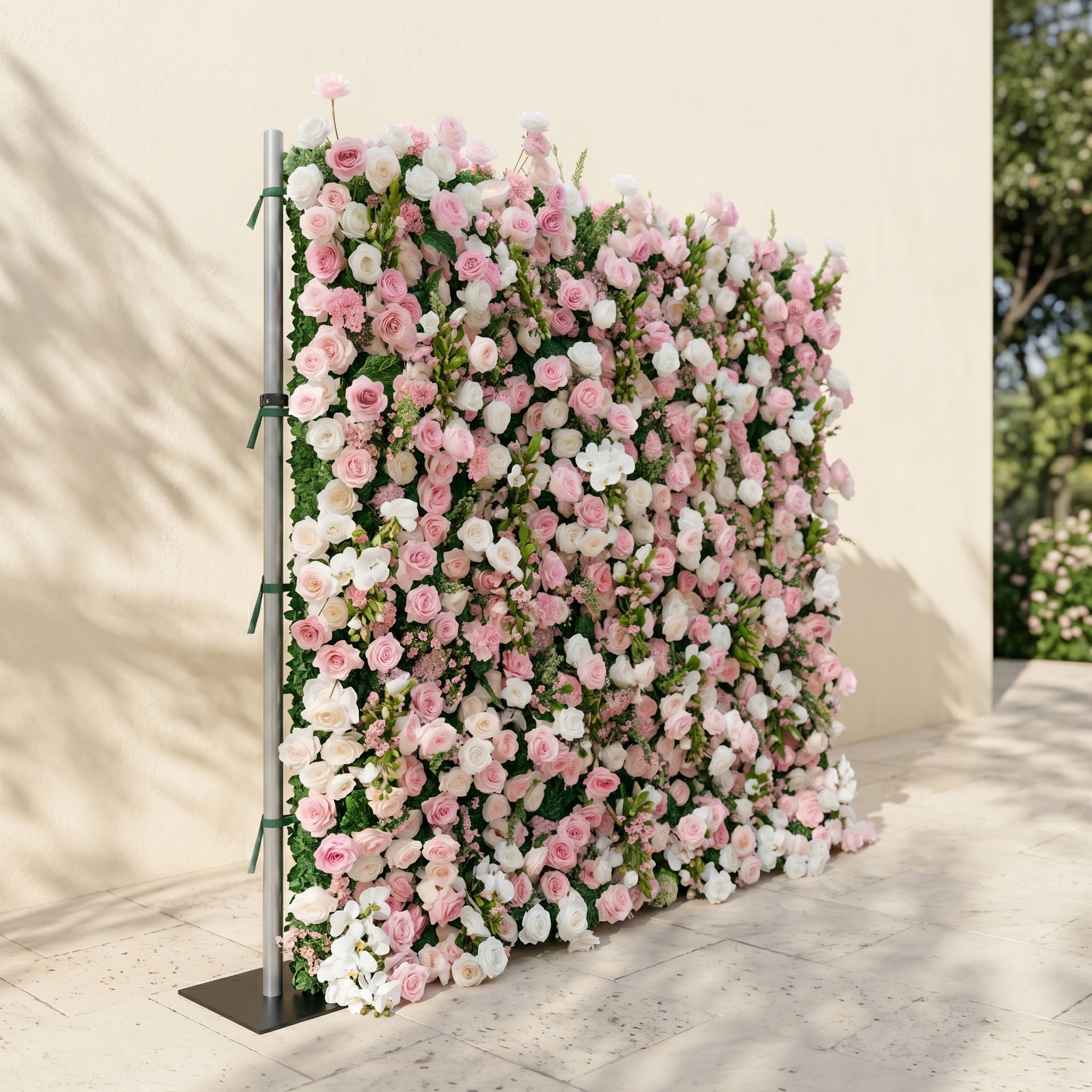 Selenessa:Premium 5D Blush & Soft Pink Floral Wall Roll-Up Backdrop for Whimsical Bridal Showers