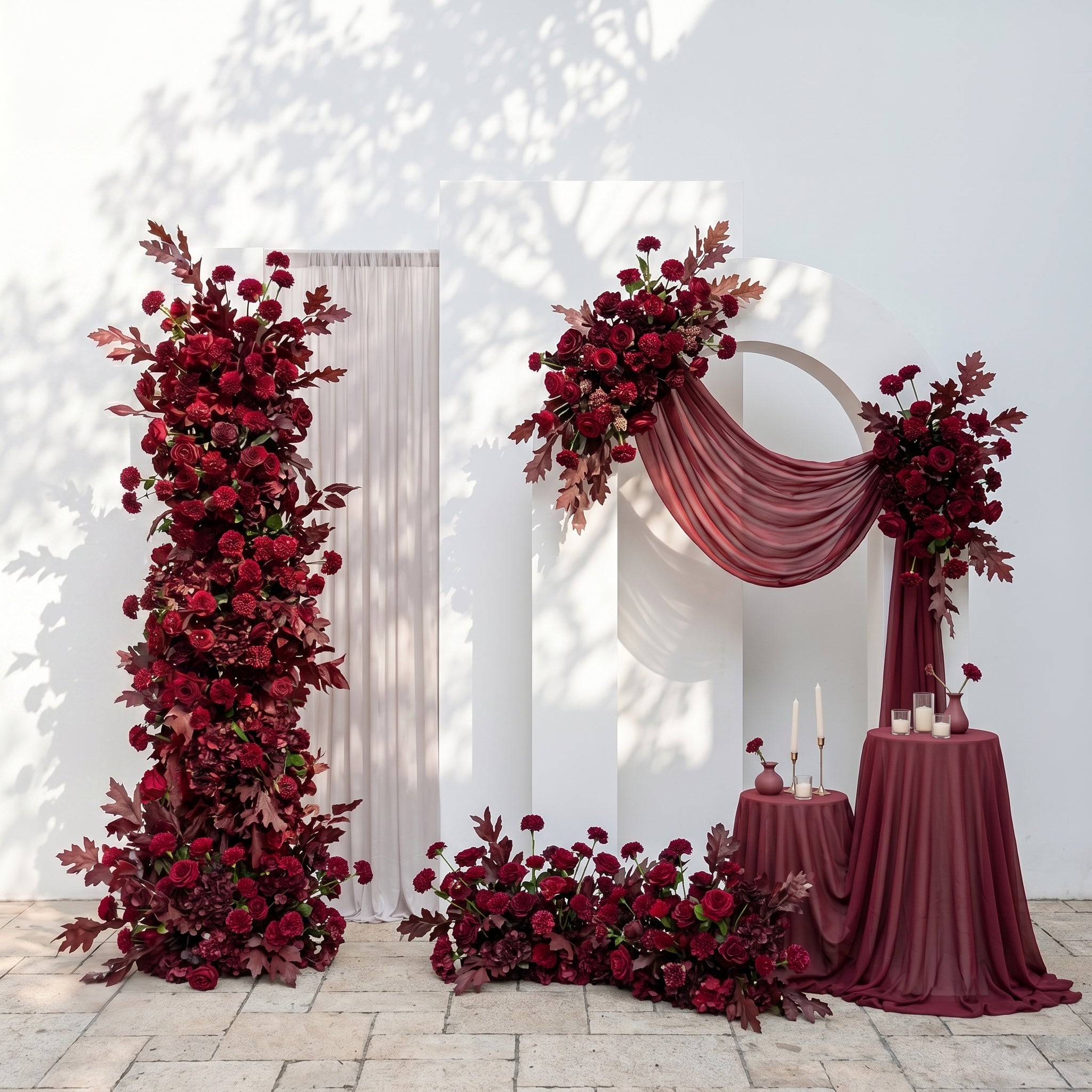 Selenvia:Classic Red Wedding Background KT Board Decorative Red Roses Flower Rows Excluding Frame selenvia front