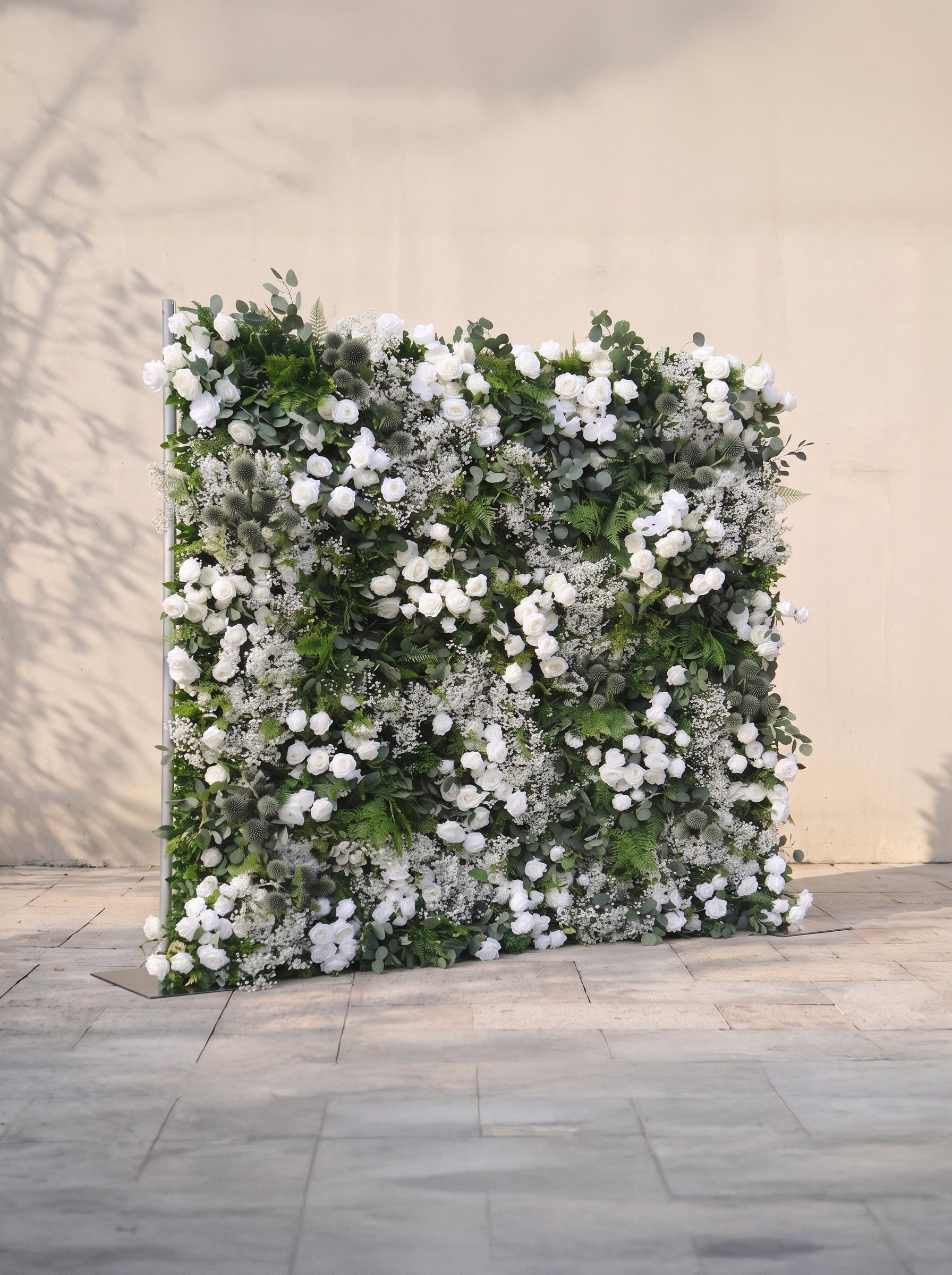 Selsora 5D Fabric Artificial rolling up curtain flower wall — left view