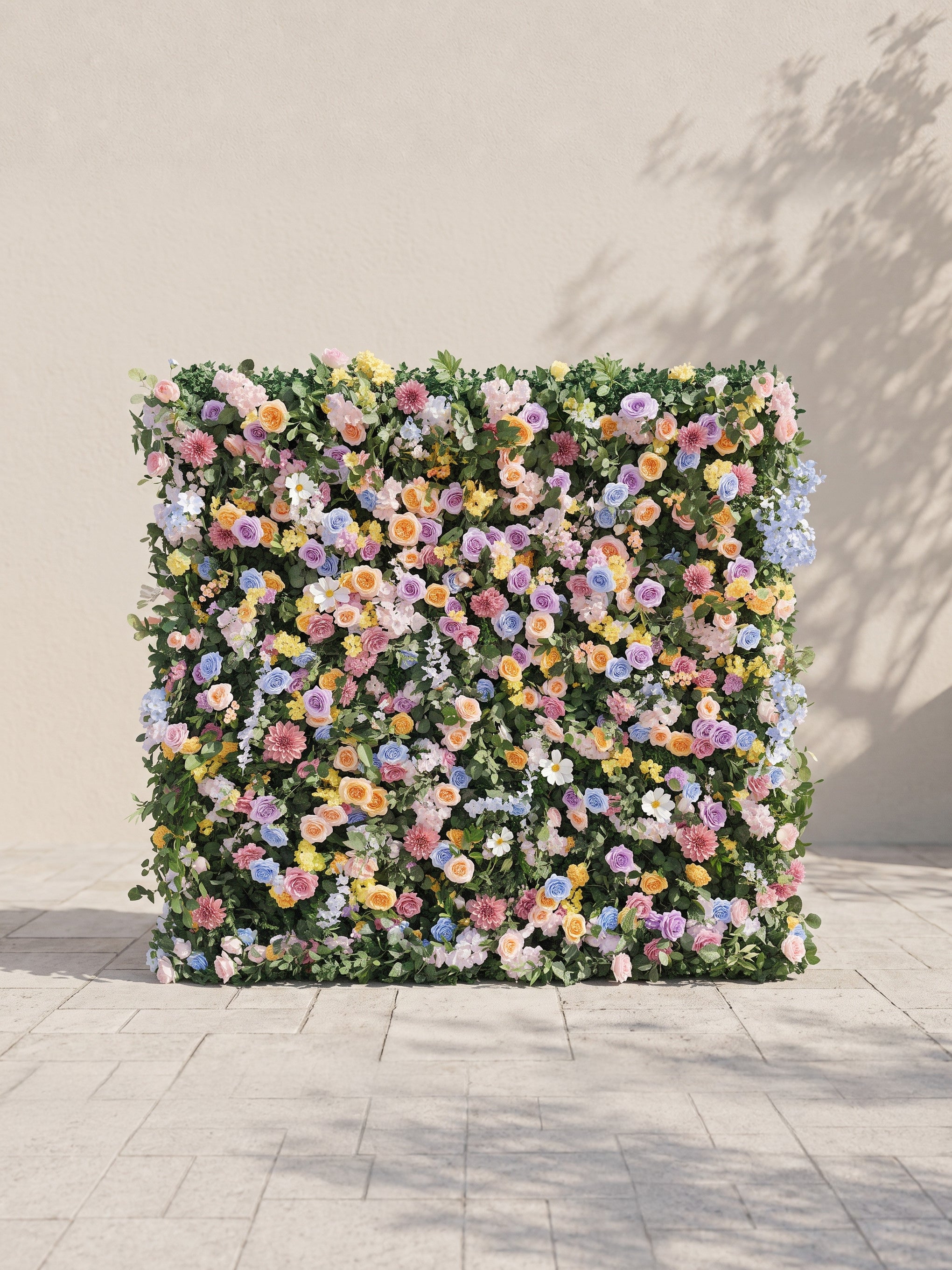 Sirenella 5D Fabric Artificial rolling up curtain flower wall — front view
