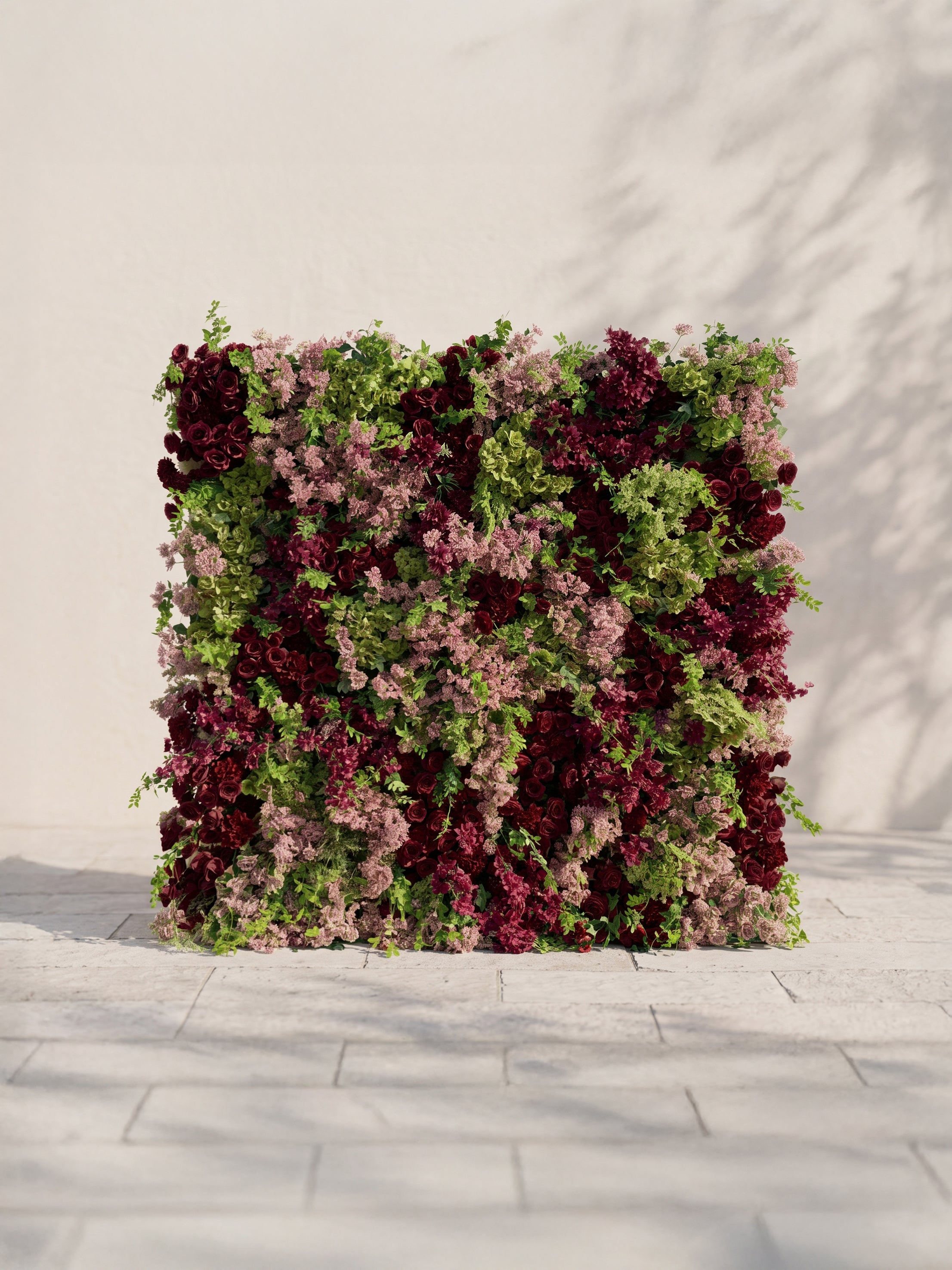 Sorelavia 5D Fabric Artificial rolling up curtain flower wall — front view