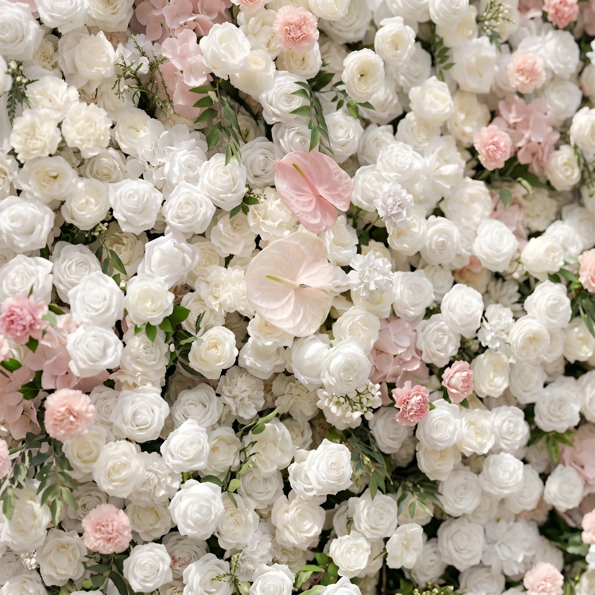 Sorelmora:5D Blush Pink & Ivory White Silk Rose Flower Wall Roll-Up Fabric Backdrop for Romantic Weddings & Proposals