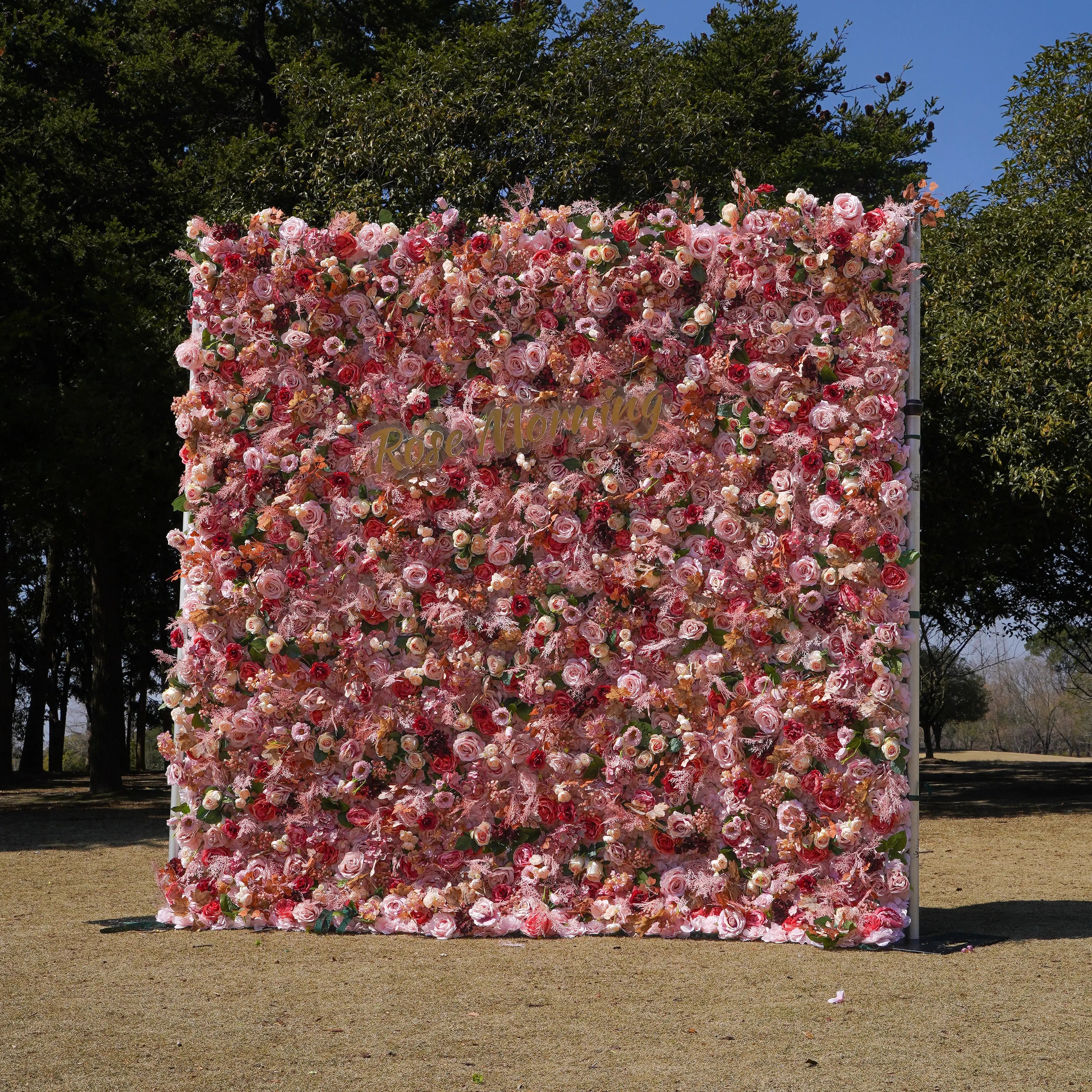 Sweetheart:5D Fabric Artificial rolling up curtain flower wall