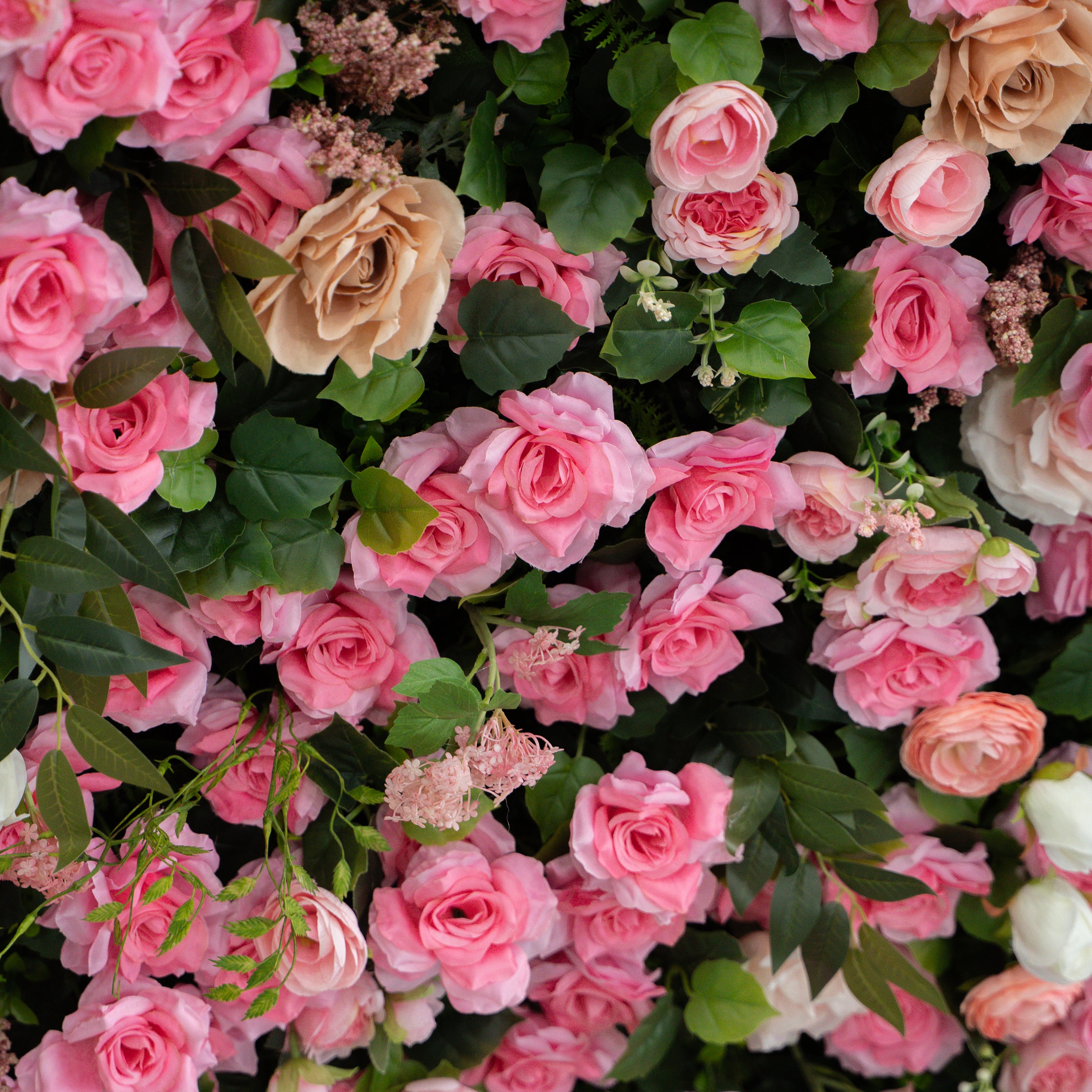 Valevia:5D Multi Tone Hot Pink & Ivory White Silk Rose Flower Wall Roll-Up Fabric Backdrop for Romantic Weddings & Proposals