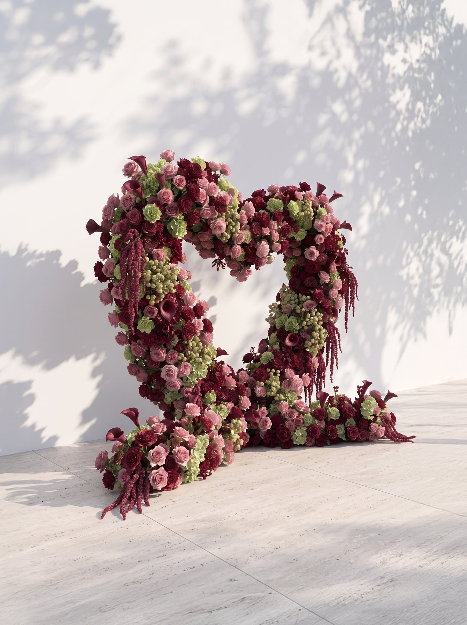Valie: Heart-Shaped Floral Arch for Elegant Garden Wedding & Proposal Party — left view