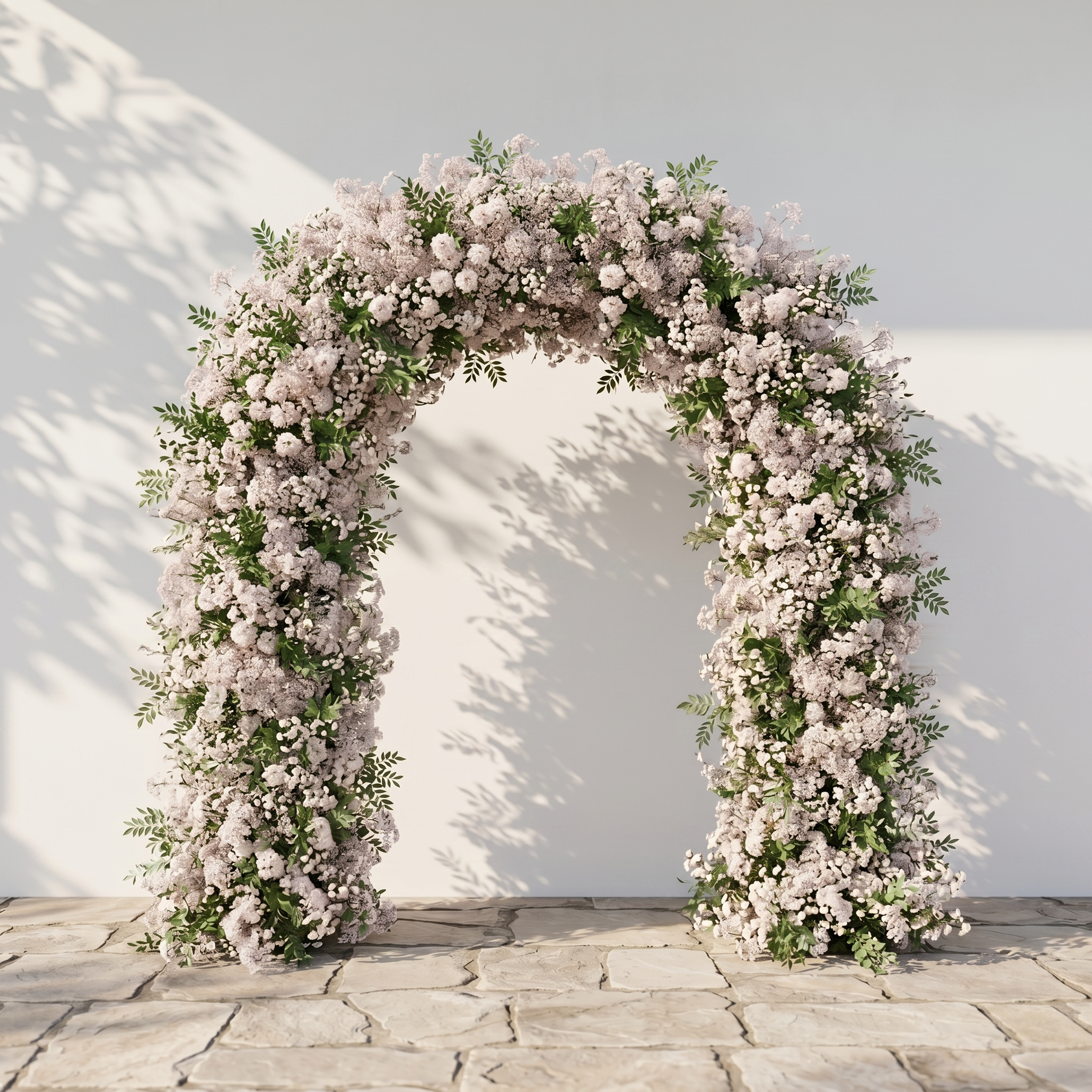Valnella Arch: New Luxury Nude Pink Babybreath&White flowers Flower arch for Elegant Weddings&Events Decoration Incuding Frame