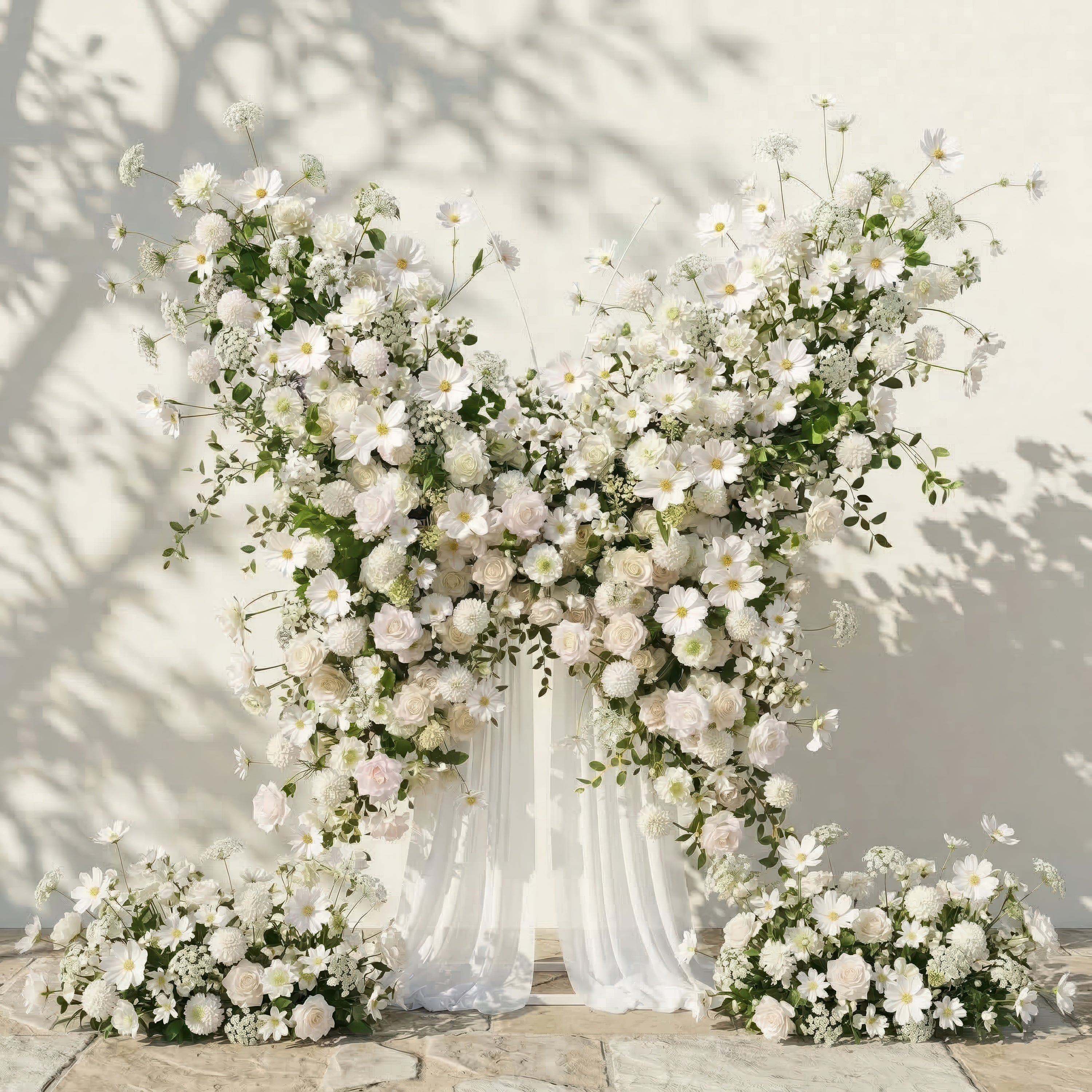 Velmora: Exquisite Ivory Butterfly-Shaped Flower Wall for Birthday & Anniversary Decor
