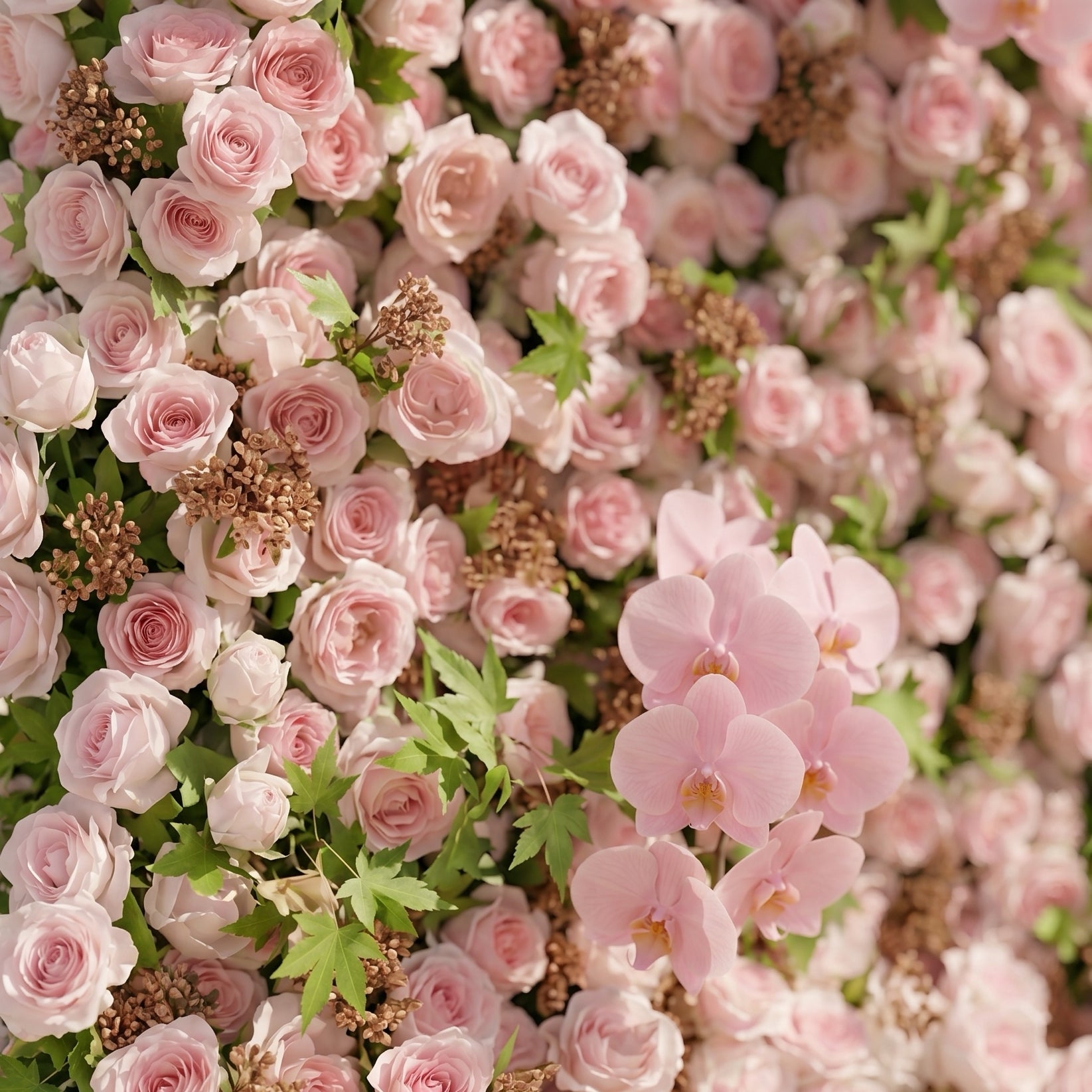 Vesperlyn: Classic 5D Pink Roses Flower wall with Pink Orchid and Greenery for Wedding&Event Decor vesperlyn detail 2
