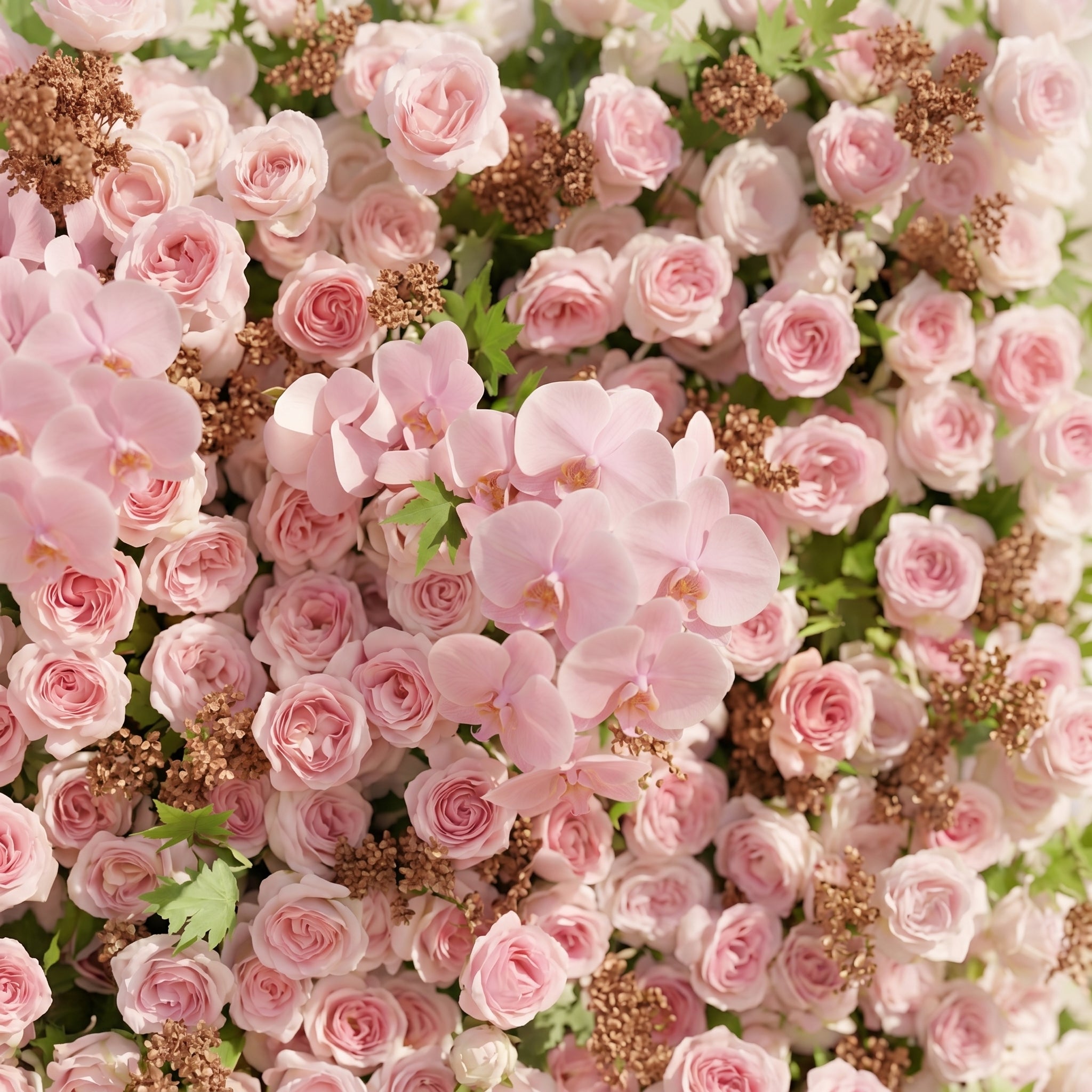 Vesperlyn: Classic 5D Pink Roses Flower wall with Pink Orchid and Greenery for Wedding&Event Decor vesperlyn detail 3