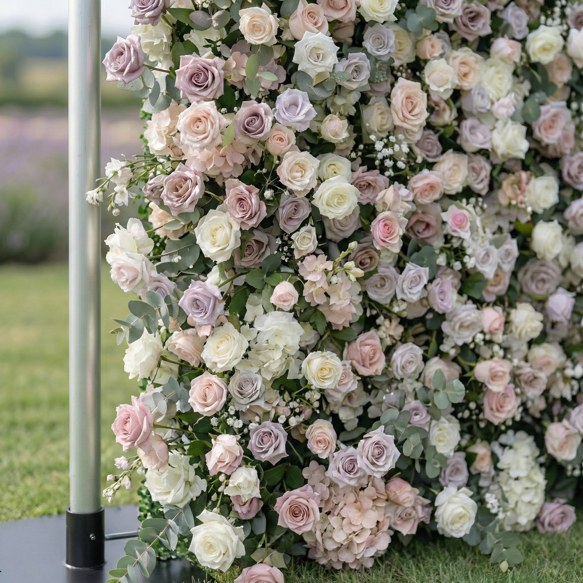 Vireo: 5D Lavender Floral & Baby’s Breath Silk Wall Roll-Up Fabric Backdrop for Garden Weddings & Elegant Ceremonies