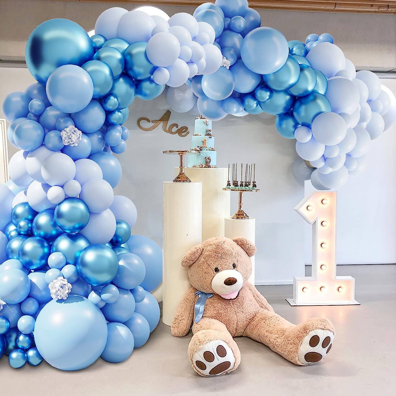 Rose Morning X011: Blue balloon set for happy birthday, wedding anniversary, baby shower party decoration. Set includes 12" and 16" blue balloons, a blue balloon garland, and a blue balloon arch. Balloons are made of high quality latex that will not fade or crack. Balloon garlands and balloon arches are easy to assemble and can decorate your party venue in a variety of ways. This set of balloons is the perfect addition to any party and will impress your guests.