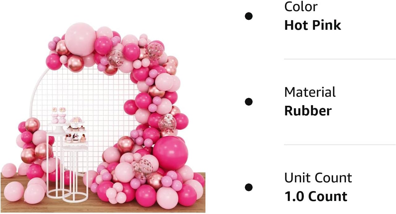 Rose morning X013 160 pcs pink balloon set for birthday, wedding anniversary, valentine&