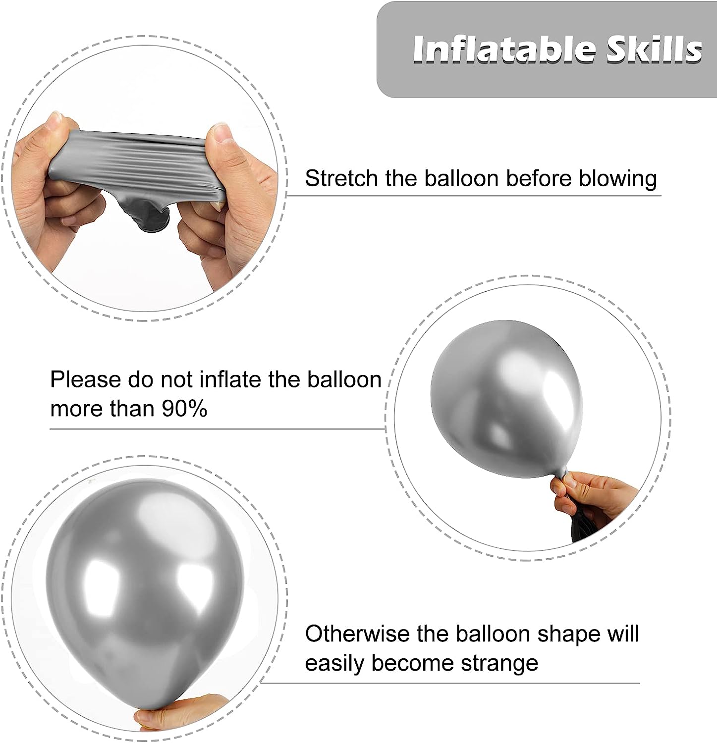 X018: 129pcs Metallic Silver Balloons for Happy Birthday Wedding Anniversary Valentine&
