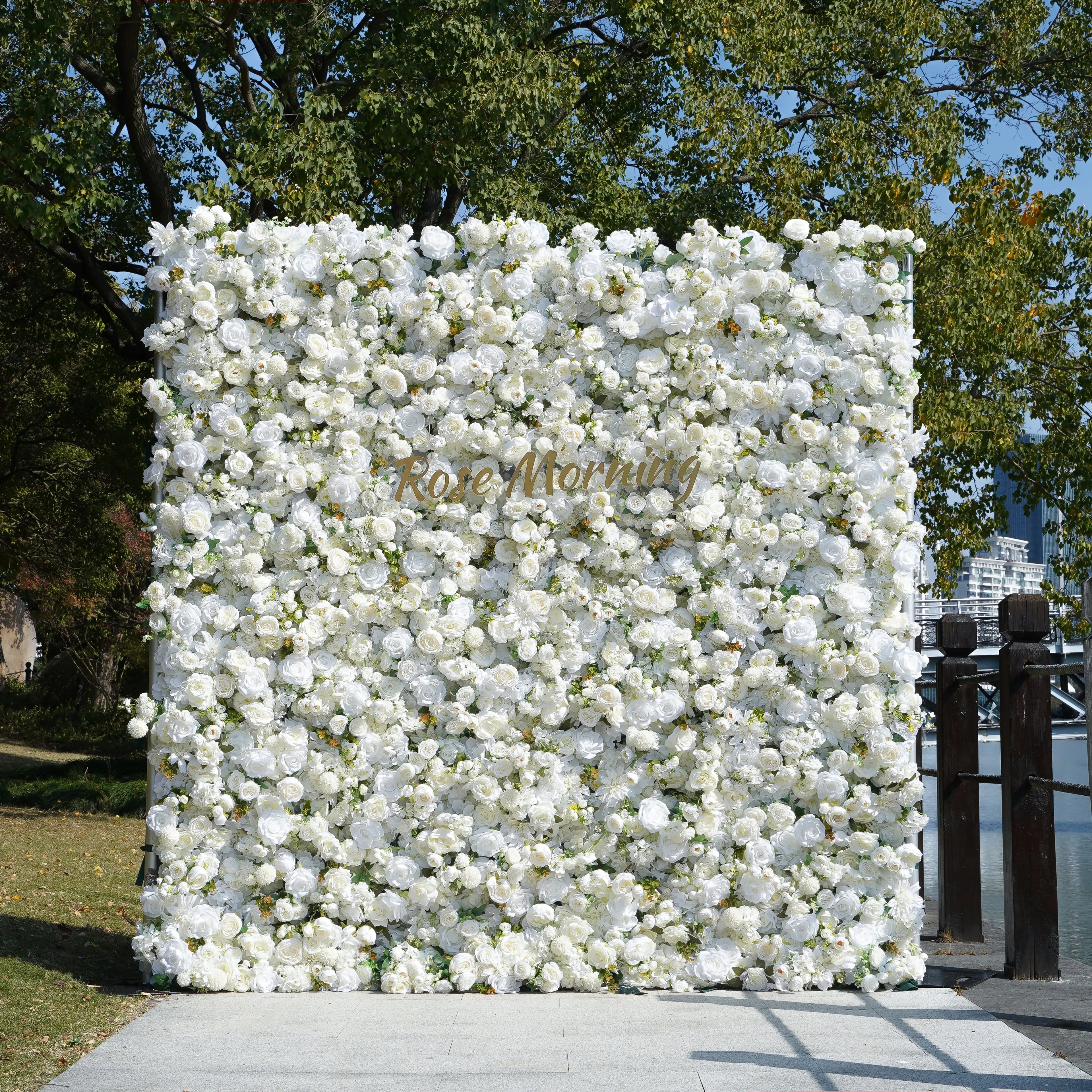 YaYa:5D Rose Morning Zipper flower wall Fabric Backdrop Artificial rolling up curtain flower wall