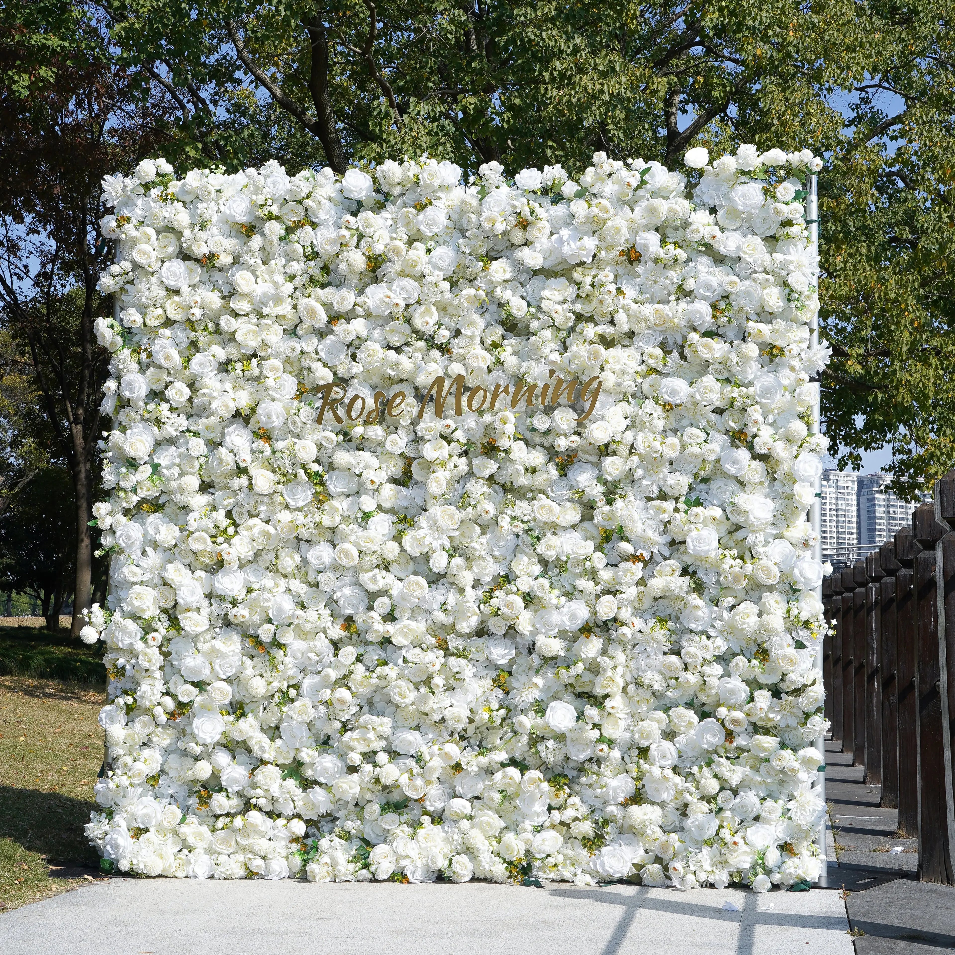 YaYa:5D Rose Morning Zipper flower wall Fabric Backdrop Artificial rolling up curtain flower wall
