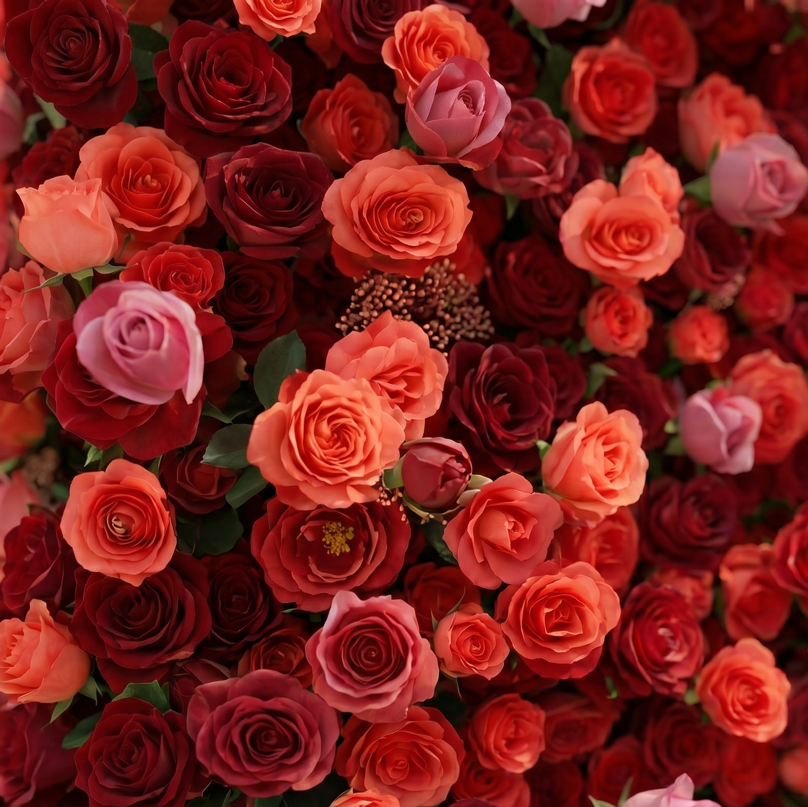 Yarsira: 5D Ruby Red & Deep Crimson Silk Floral Wall Backdrop for Luxury Weddings & Grand Galas
