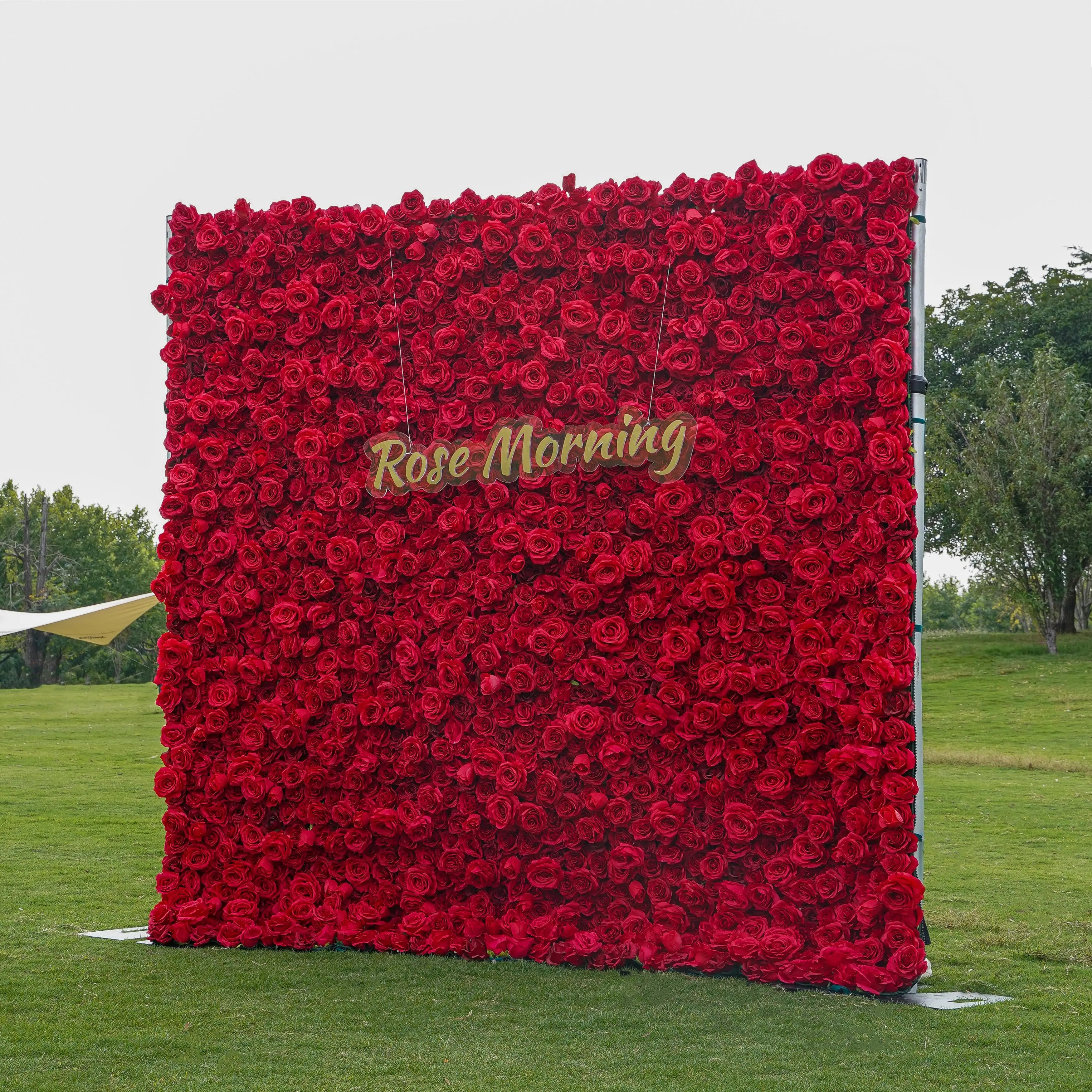 Yolanda:4D Fabric Artificial rolling up curtain flower wall