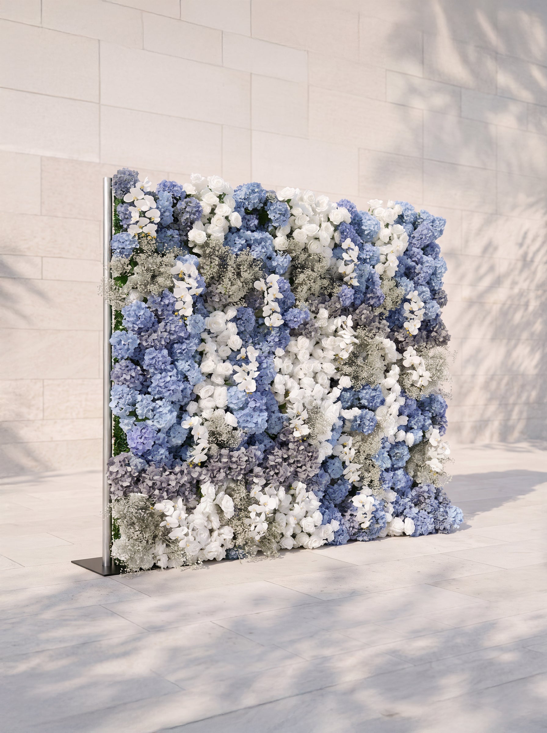 Zarena 5D Fabric Artificial rolling up curtain flower wall — left view