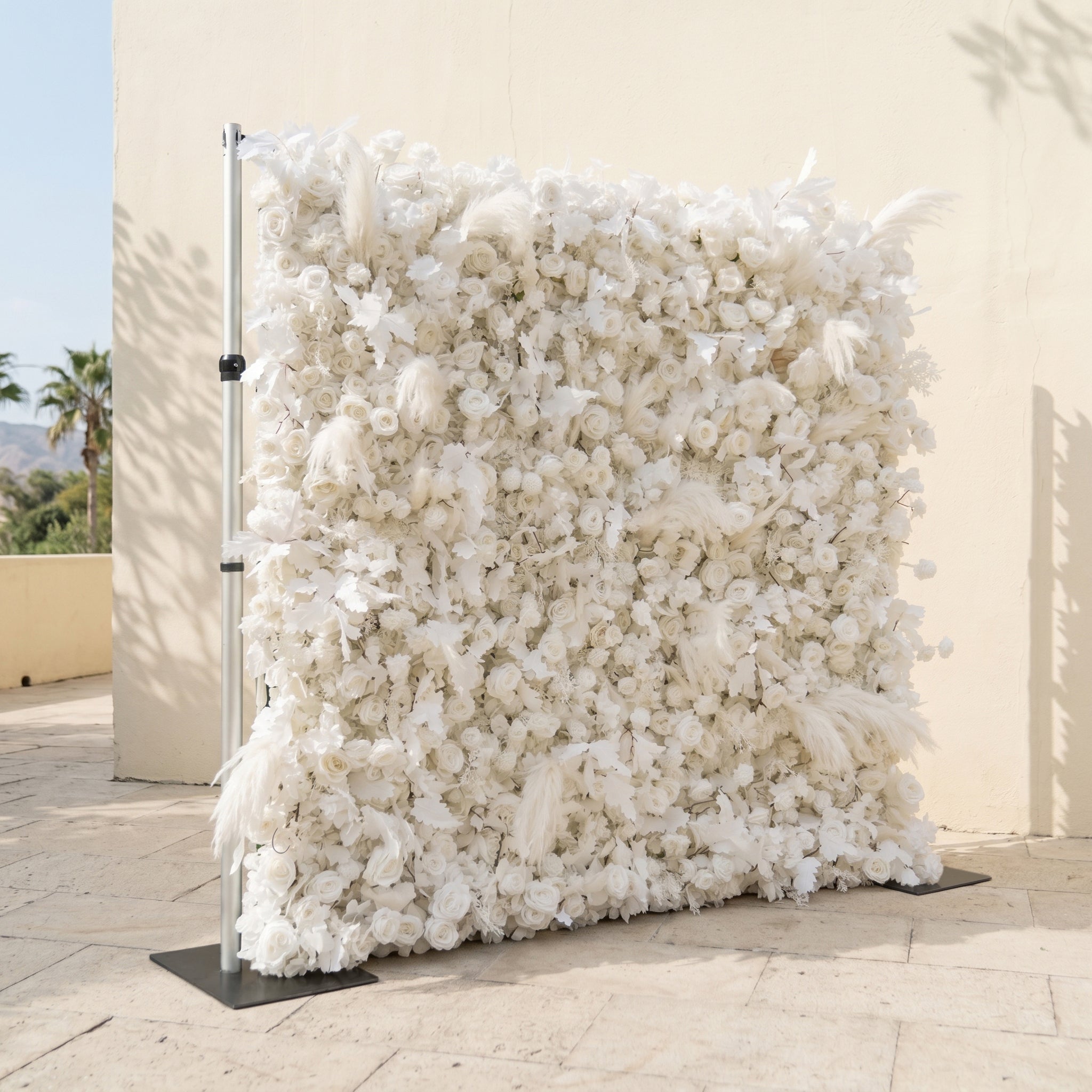 Zarenbelle: Classic White 5D Flower wall with Roses and Pampas for Wedding&Event Decor zarenbelle left