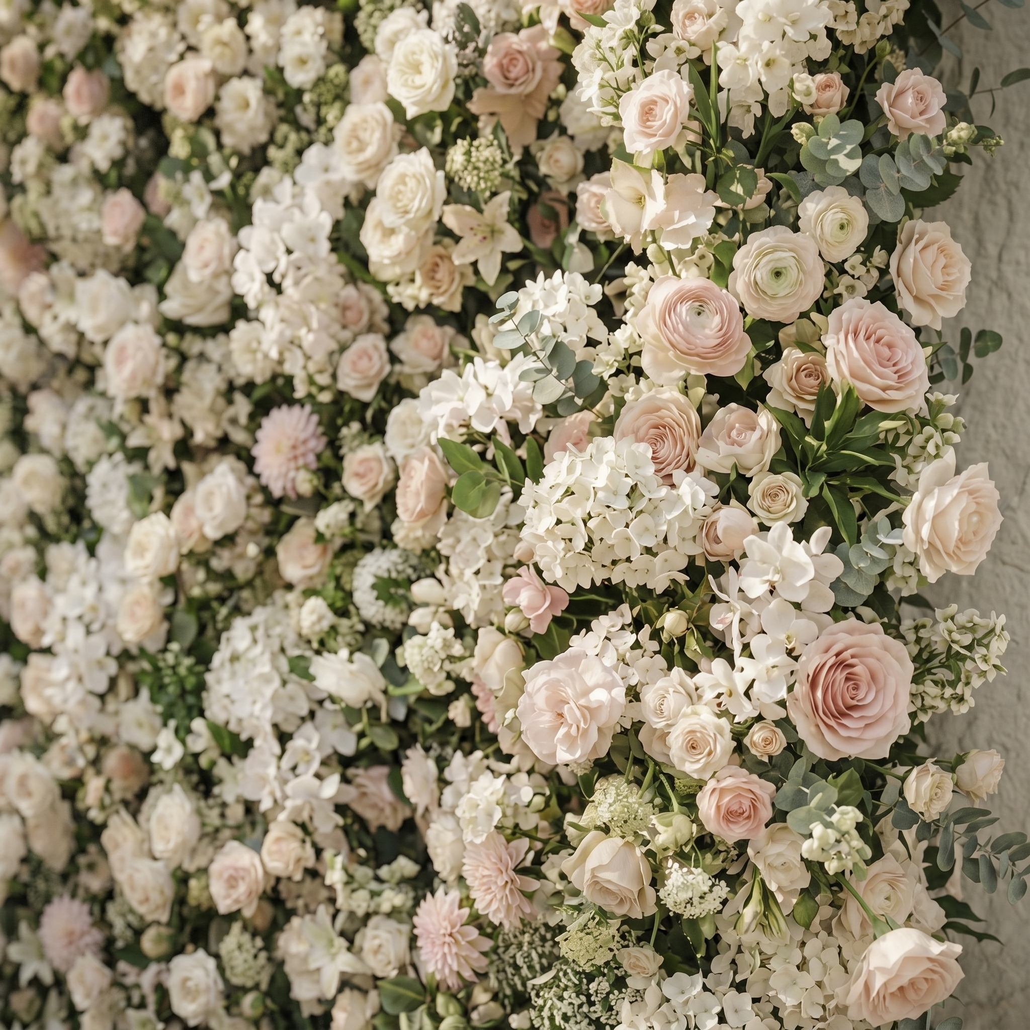 Zarenlora:New Luxury White&Pink 5D Flower wall with Roses &Hydrangeas for Wedding&Event Decor zarenlora detail 3