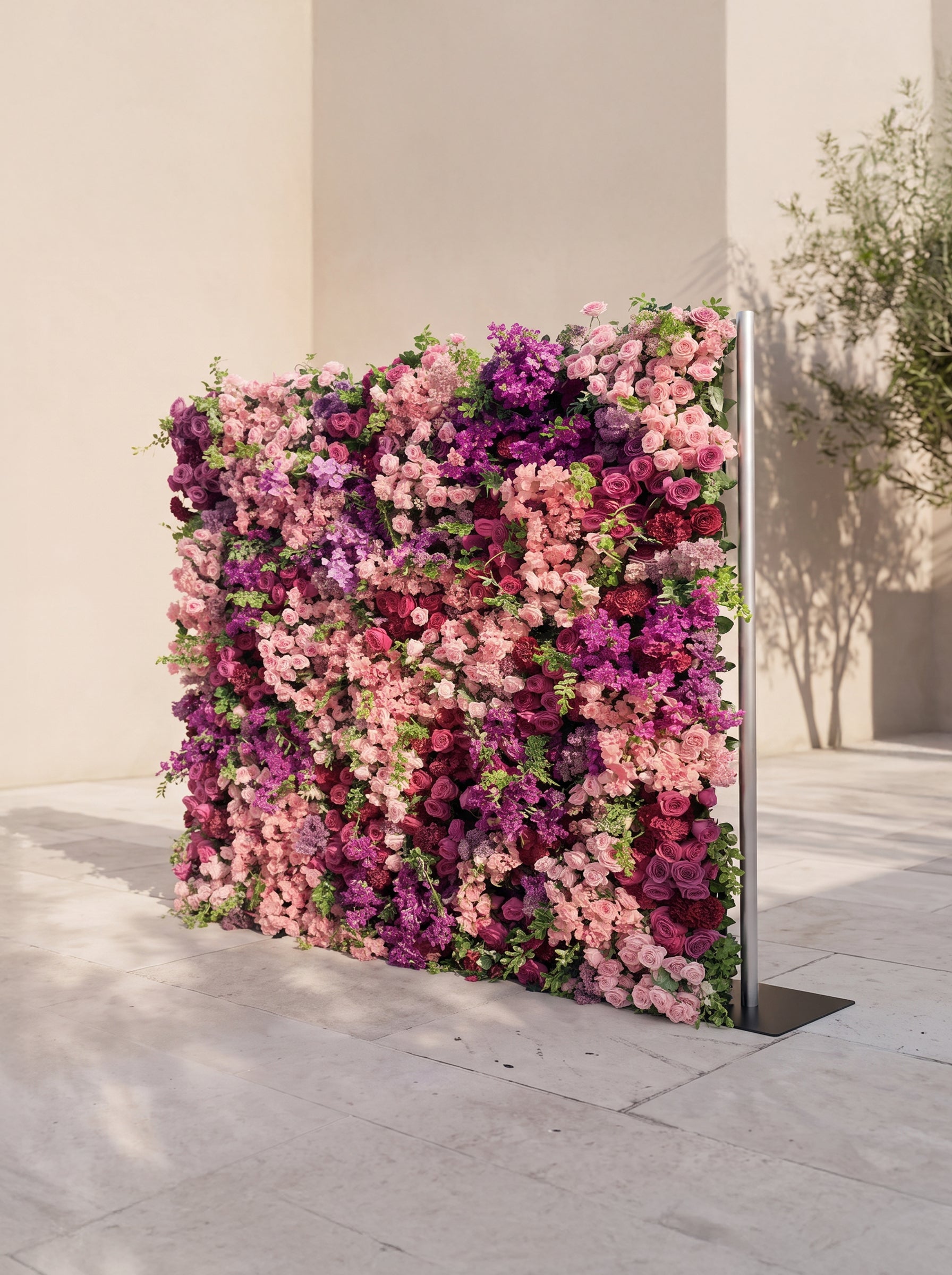 Zarova 5D Fabric Artificial rolling up curtain flower wall — right view
