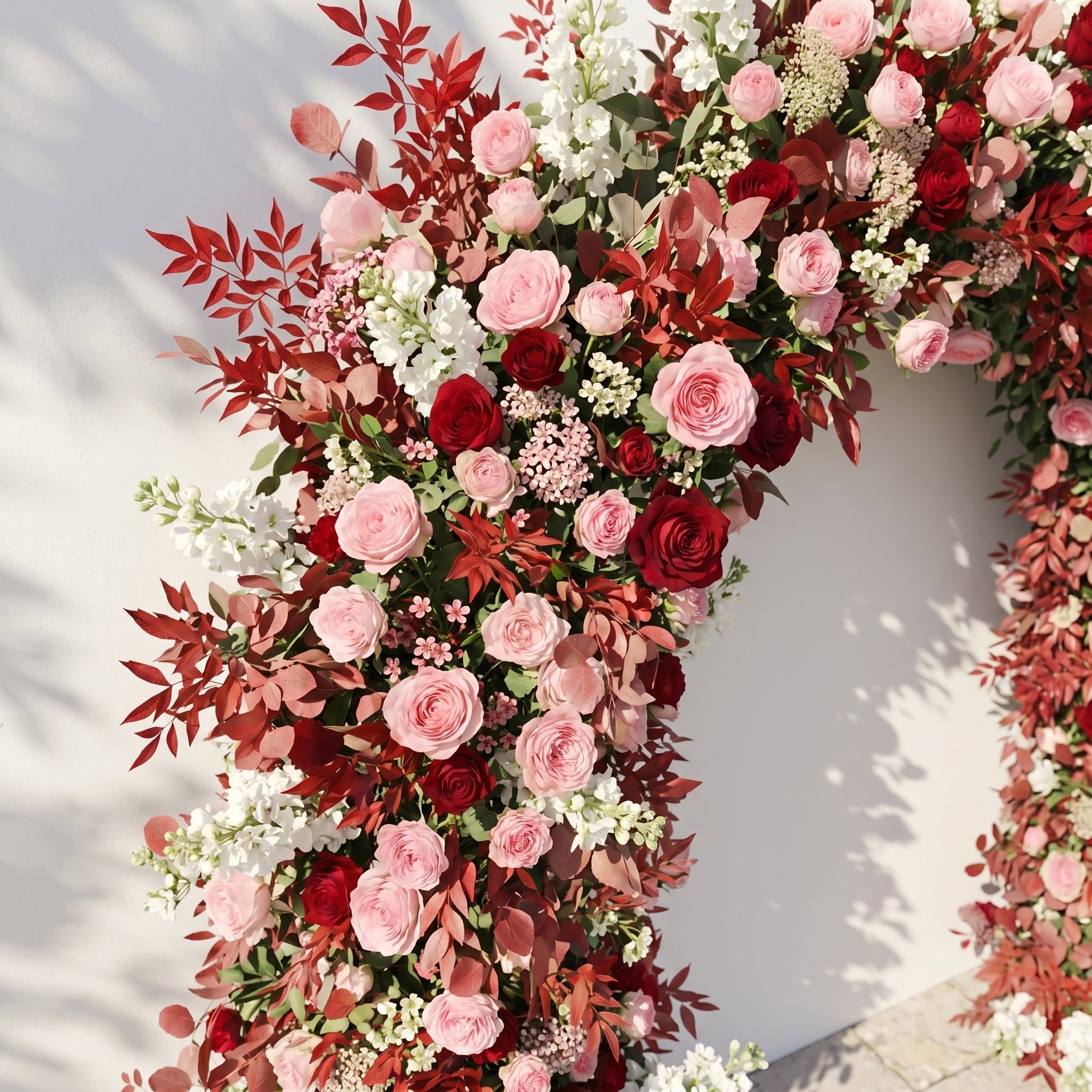 Zelloria Arch: New Autumn Style Flower Arch with Pink Roses for Luxury Weddings&Events Decoration Incuding Frame