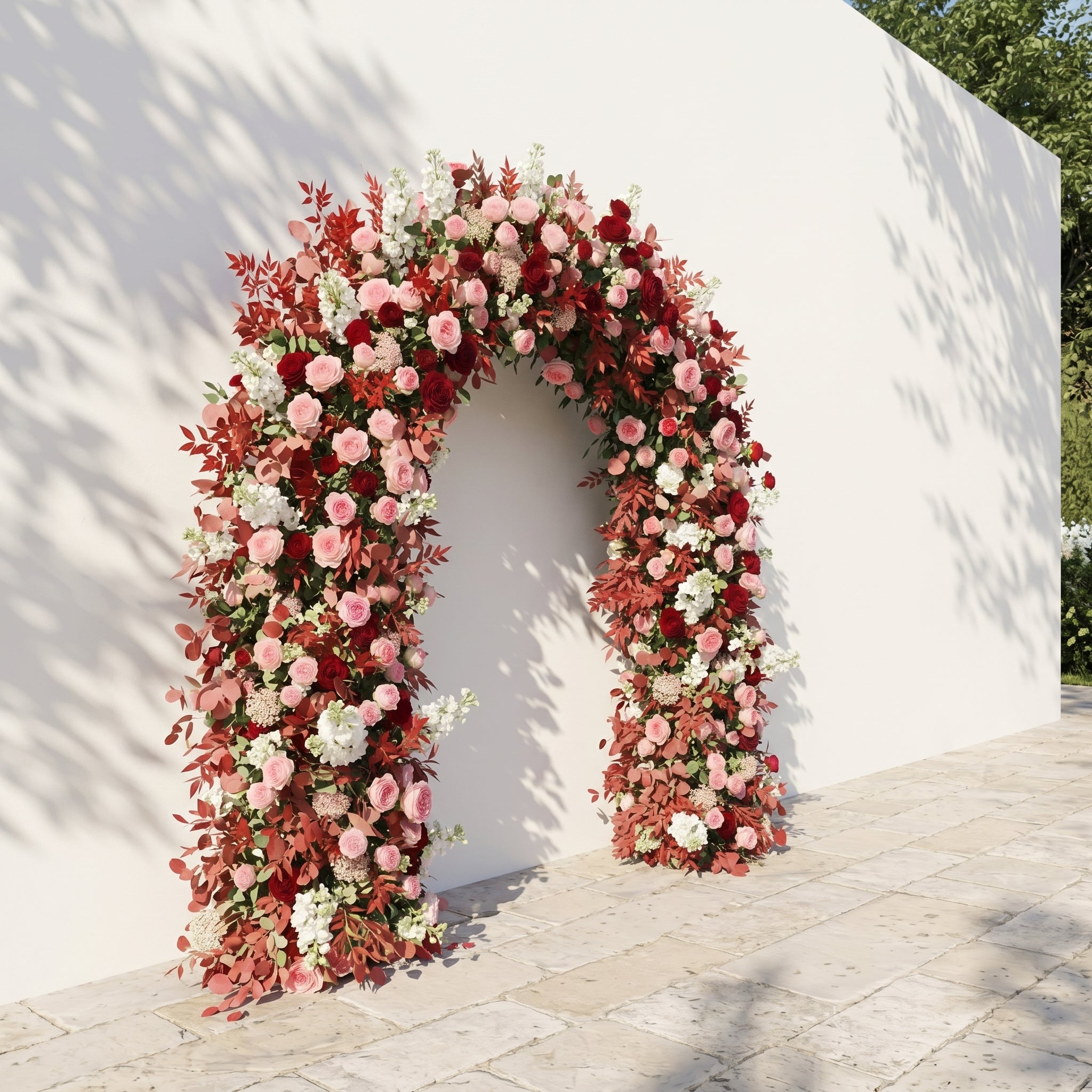 Zelloria Arch: New Autumn Style Flower Arch with Pink Roses for Luxury Weddings&Events Decoration Incuding Frame