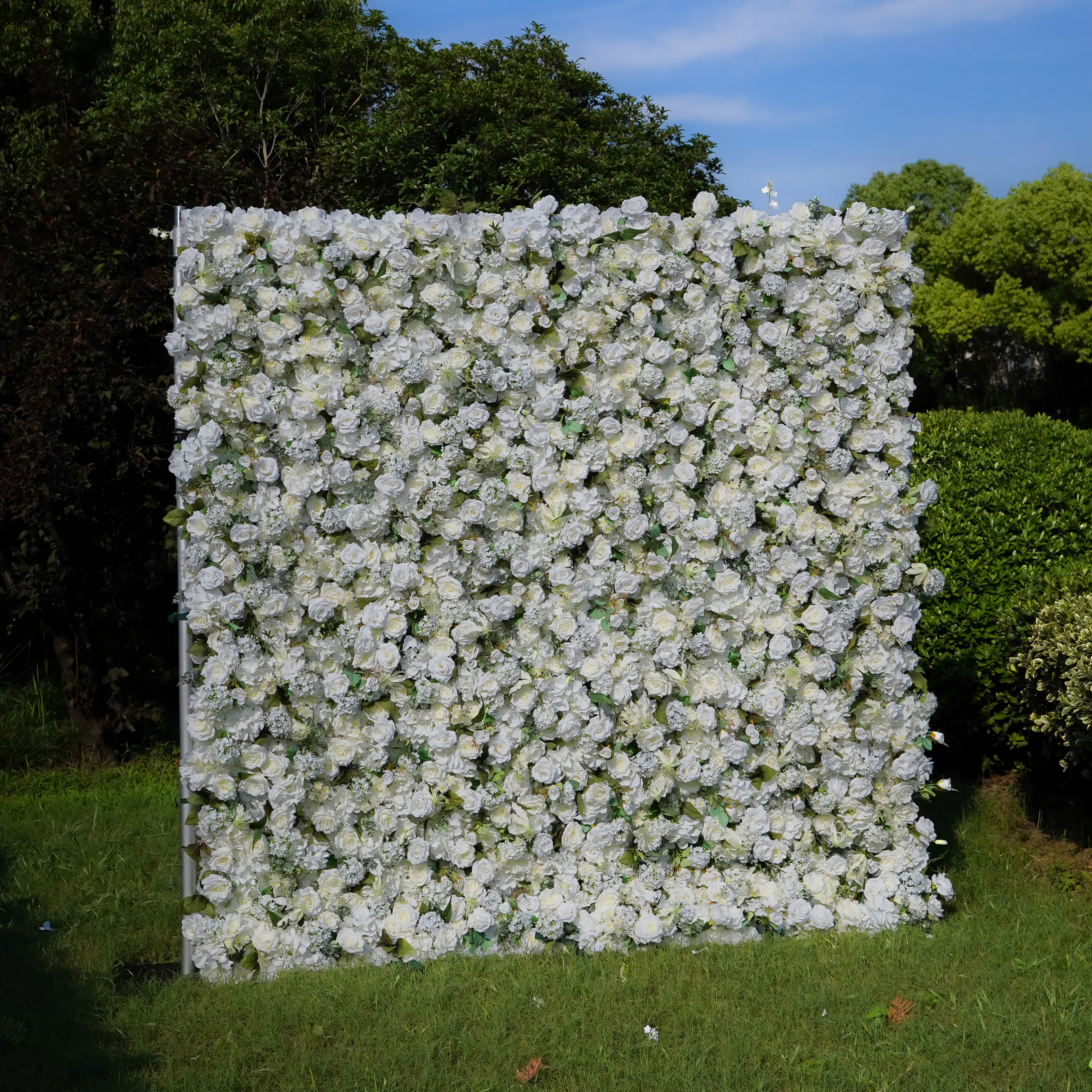 Artificial Flower,Flower Wall,Rolling Up Curtain Flower Wall,Aria:5D Fabric Artificial Flower Wall Rolling Up Curtain Flower Wall 8ft*8ft -R053,Rose Morning