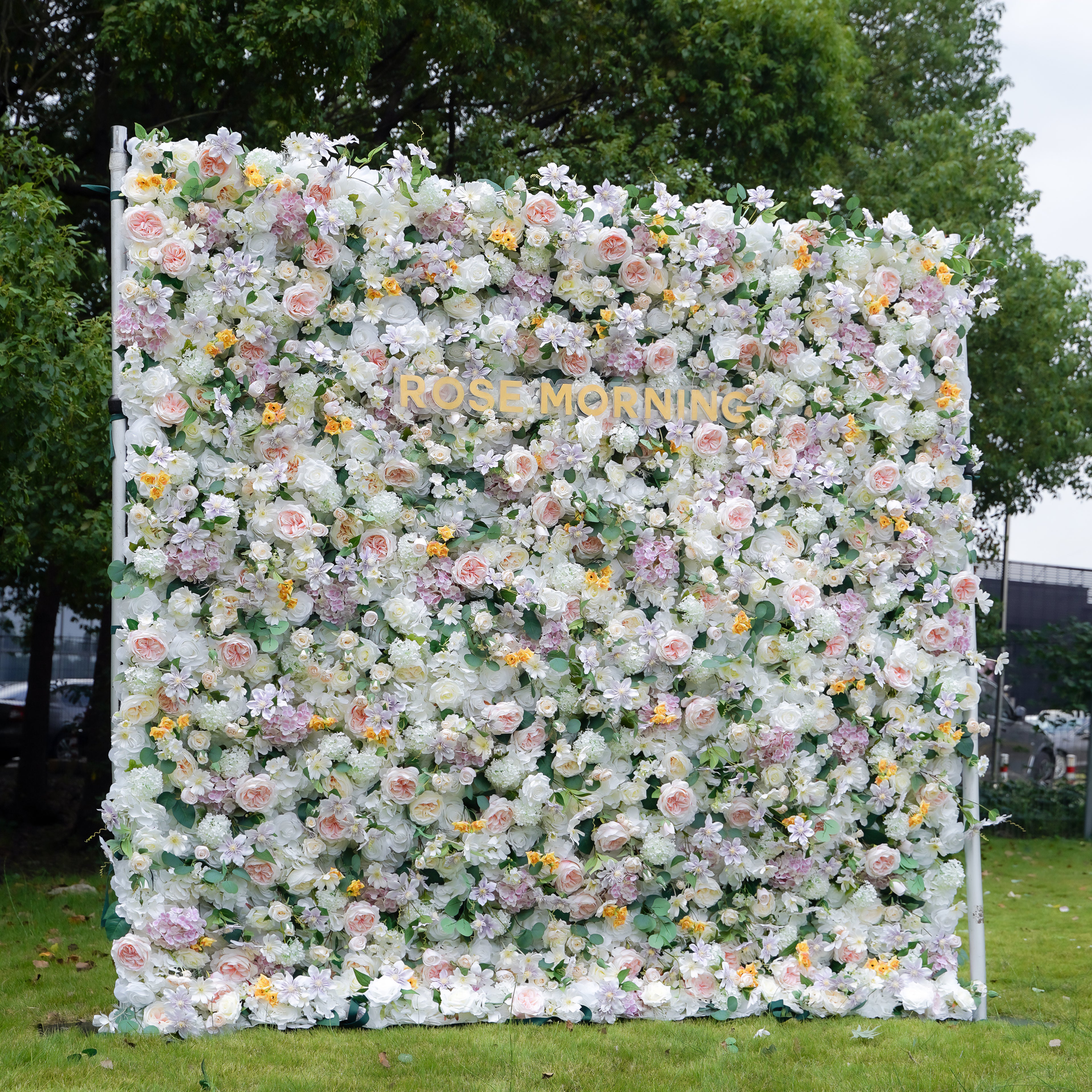 Alexa 5D Fabric Artificial rolling up curtain flower wall Rose Morning