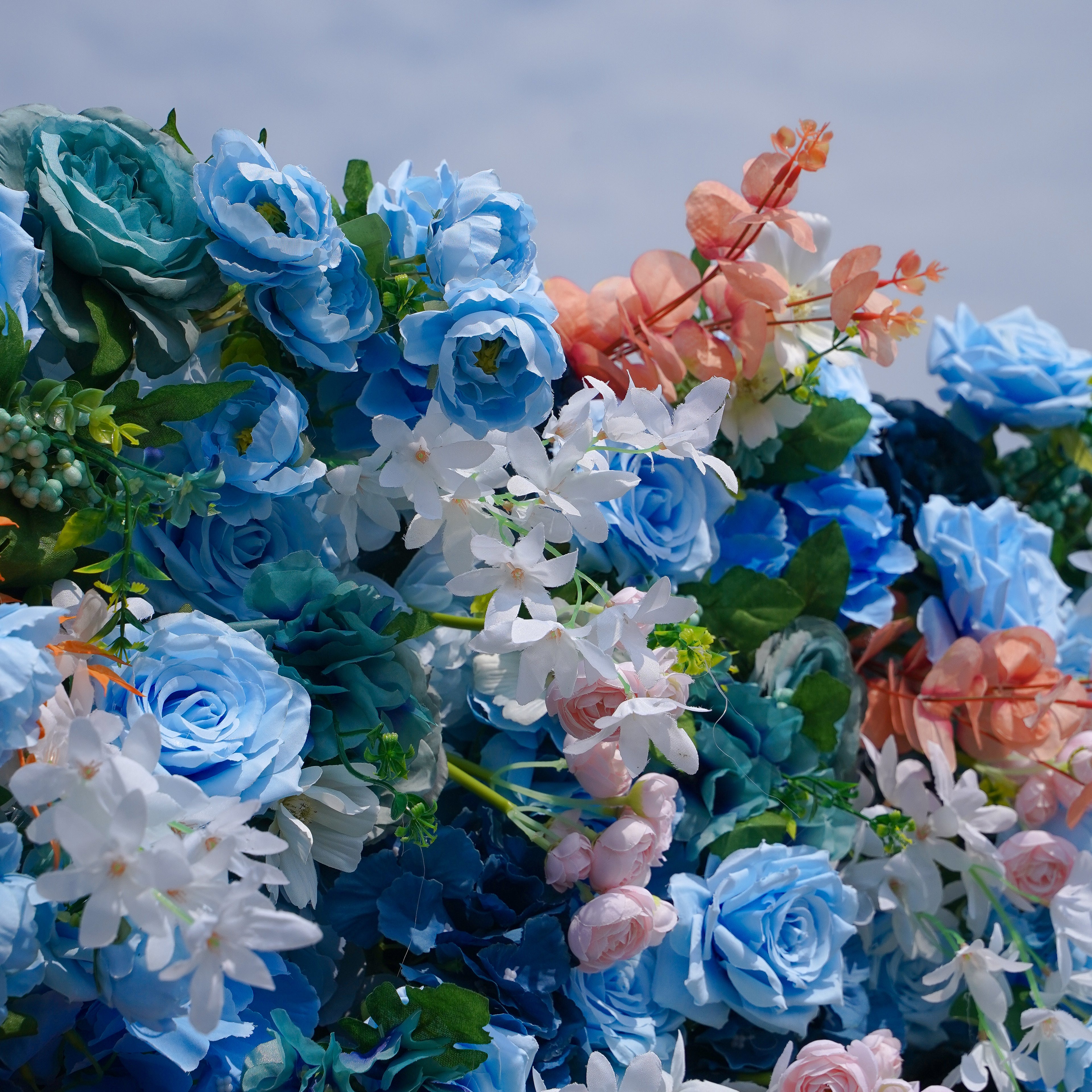 Andrea:5D 2023 New Fabric Artificial Flower Wall Rolling Up Curtain Flower Wall 8ft*8ft - R136 Rose Morning