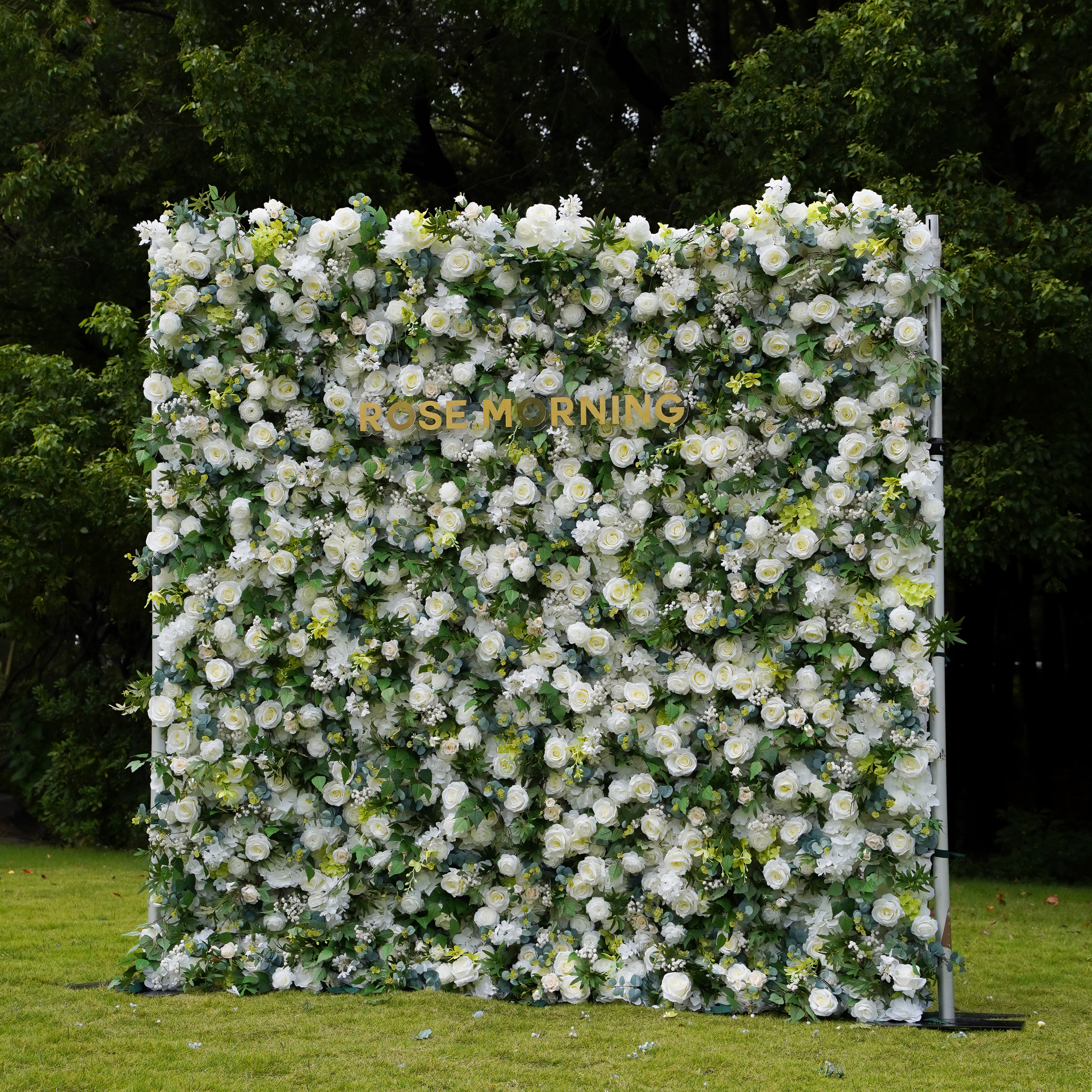 Arcadia 3D Fabric Artificial Flower Wall Rolling Up Curtain Flower Wall Rose Morning