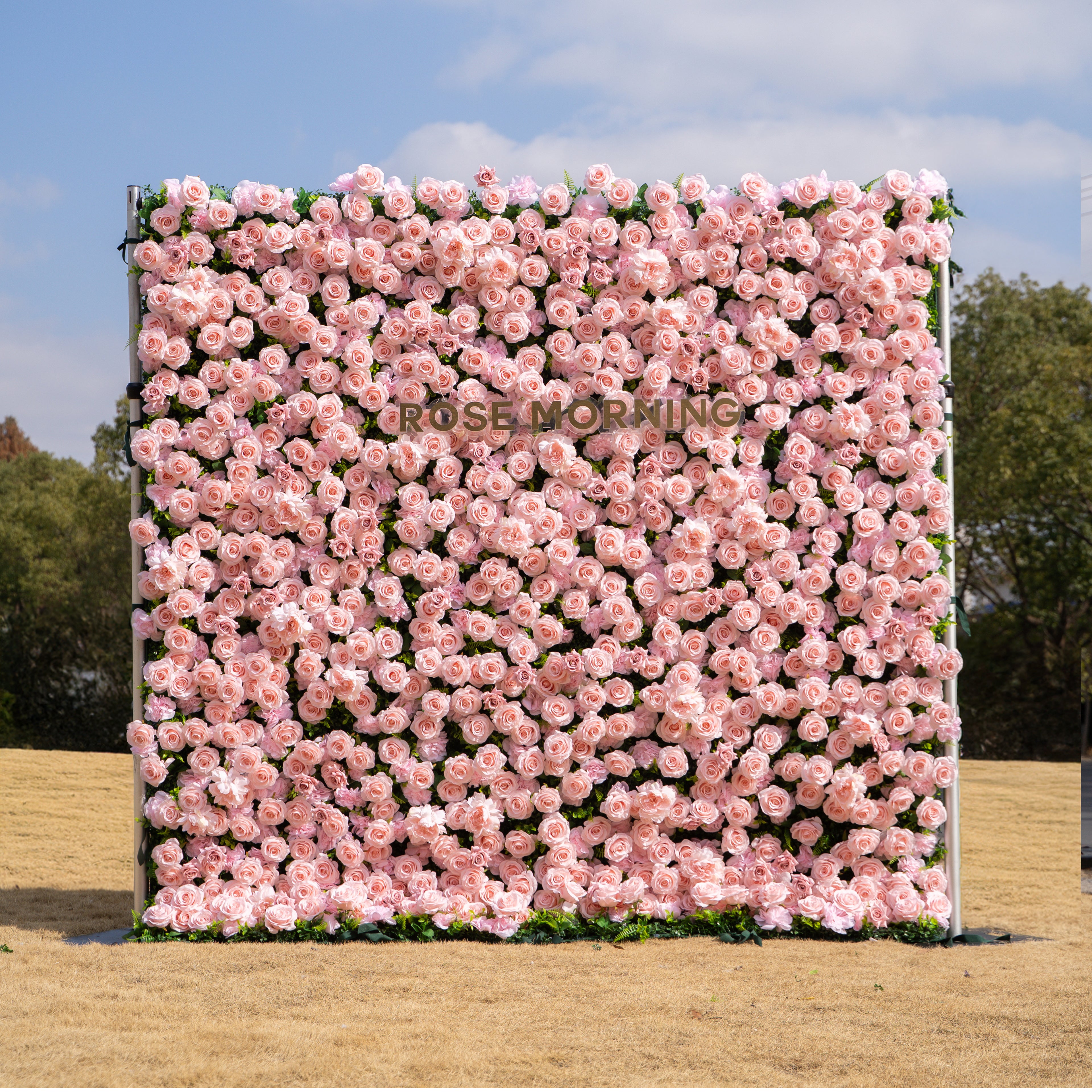 Aurelle: 3D Blush Pink Silk Rose Roll-Up Fabric Flower Wall for Wedding Parties & Events