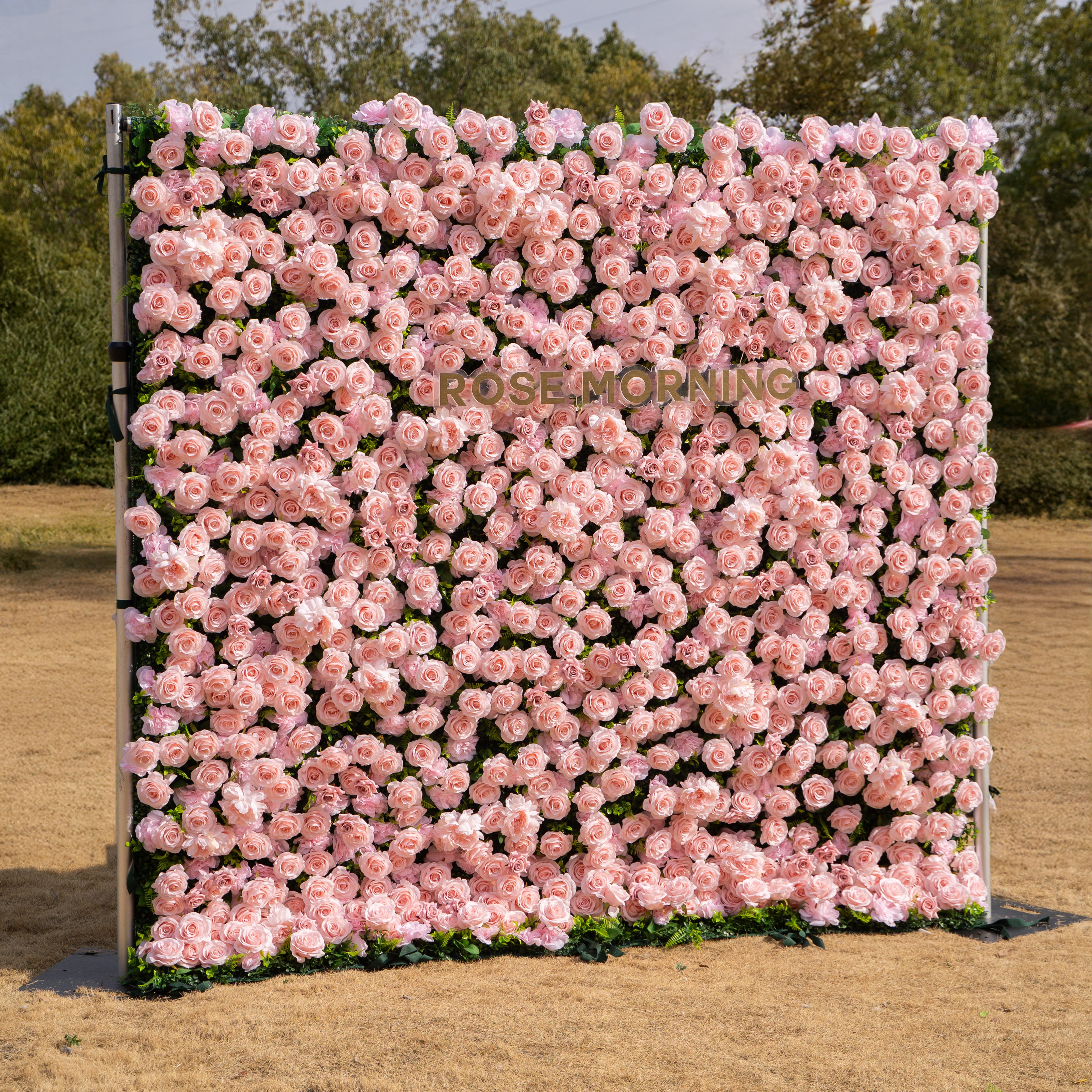 Aurelle: 3D Blush Pink Silk Rose Roll-Up Fabric Flower Wall for Wedding Parties & Events