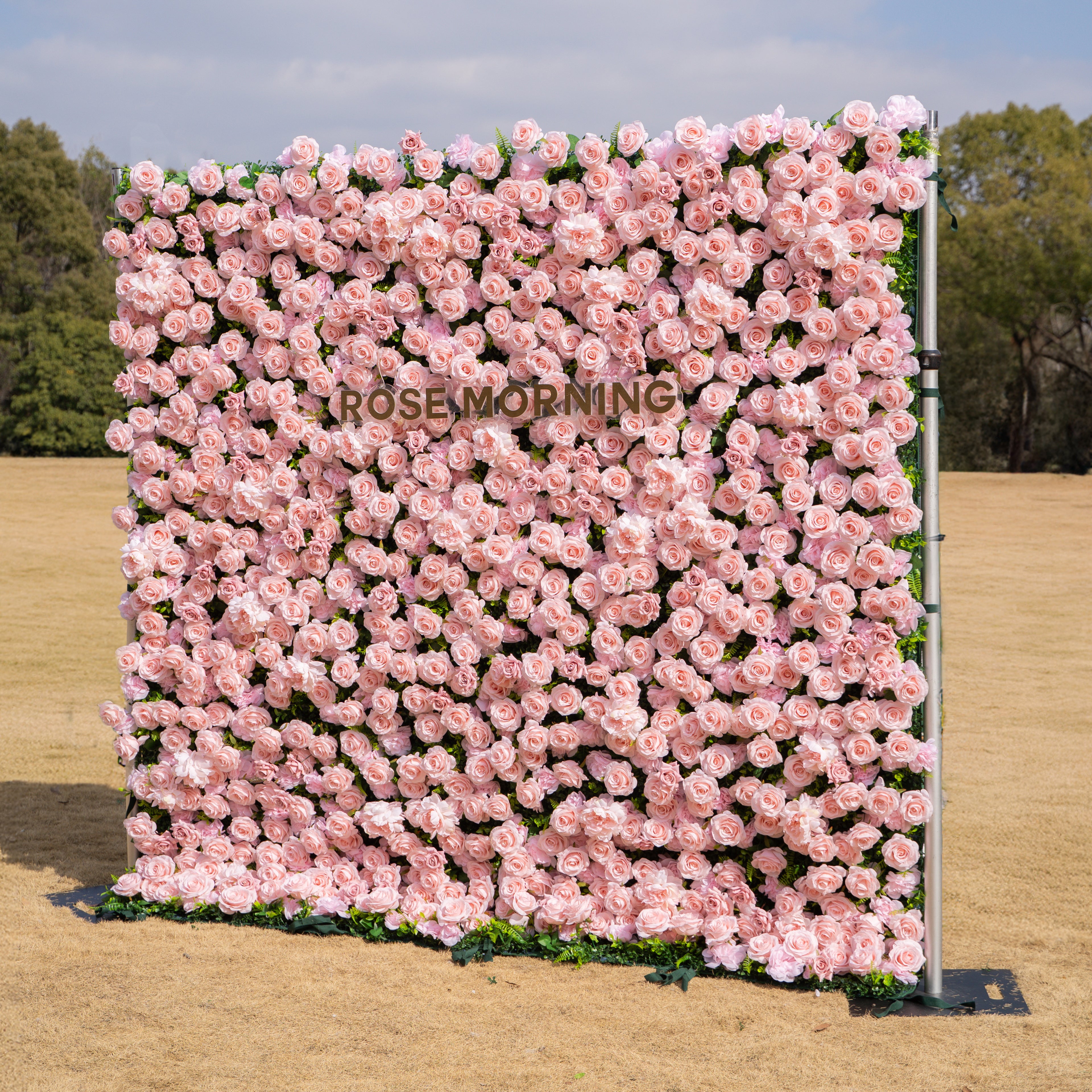 Aurelle: 3D Blush Pink Silk Rose Roll-Up Fabric Flower Wall for Wedding Parties & Events