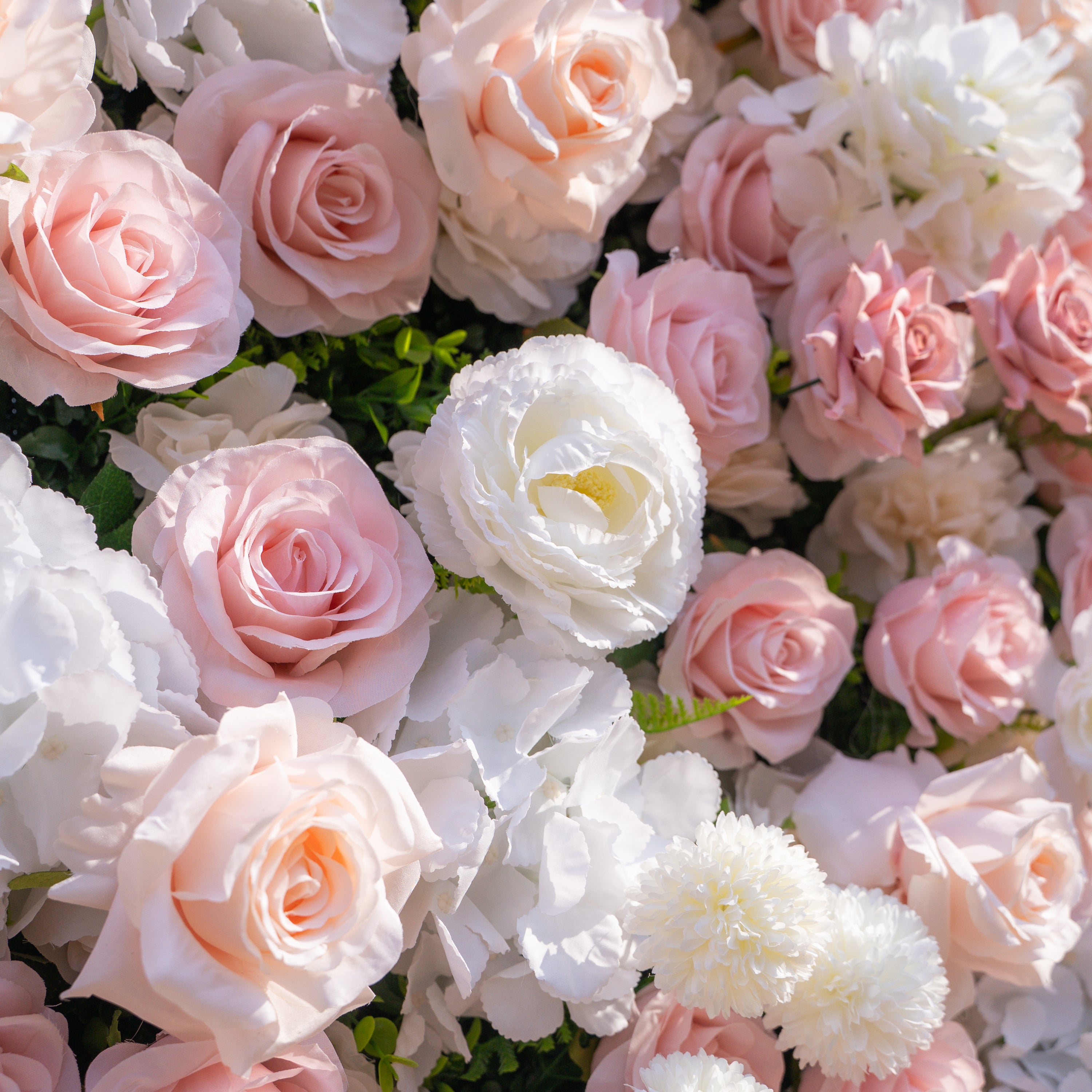 Solara: 3D Elegant Ivory & Blush Rose Silk Flower Wall Curtain for Wedding Ceremony & Events Decor