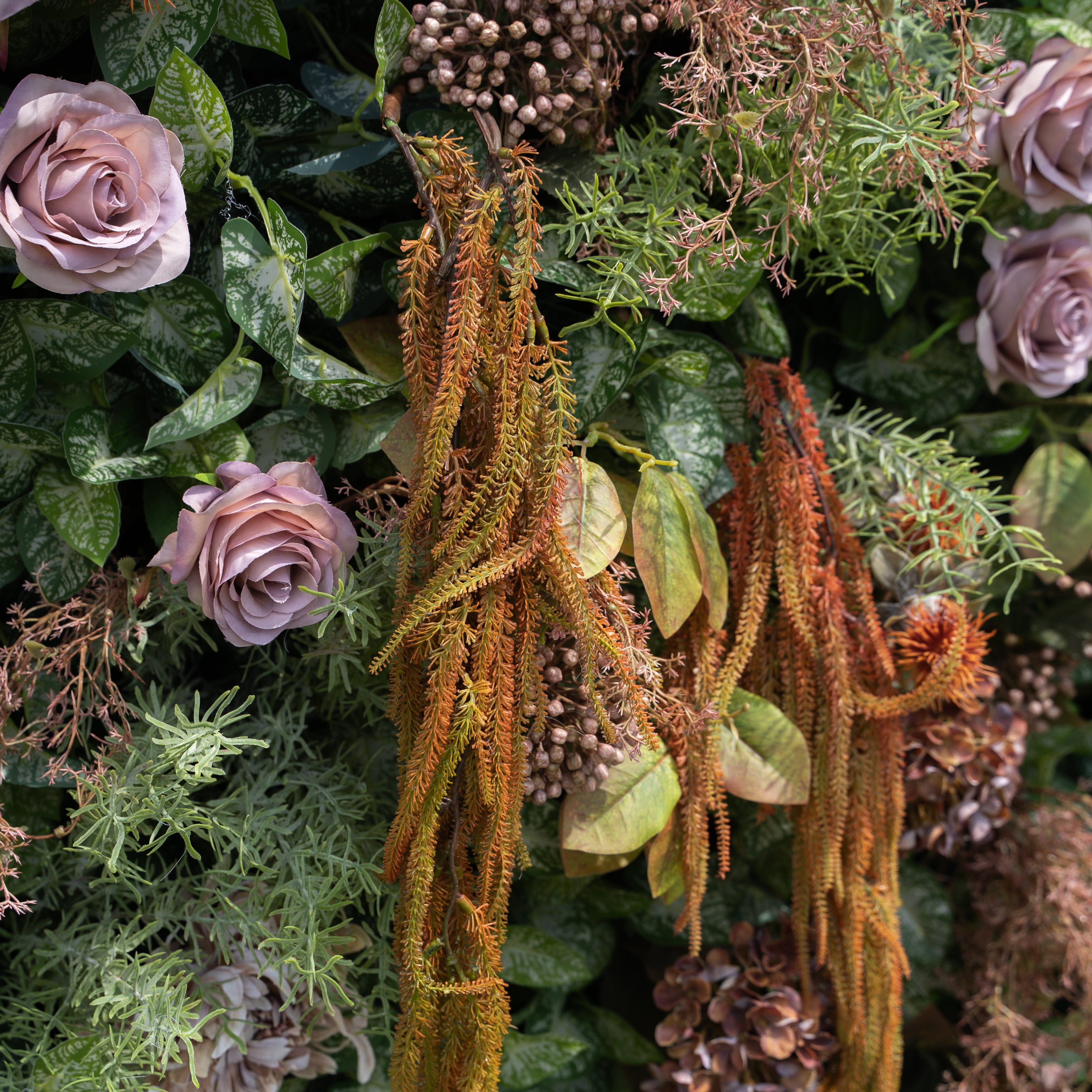 Autunno:5D Fabric Artificial rolling up curtain flower wall