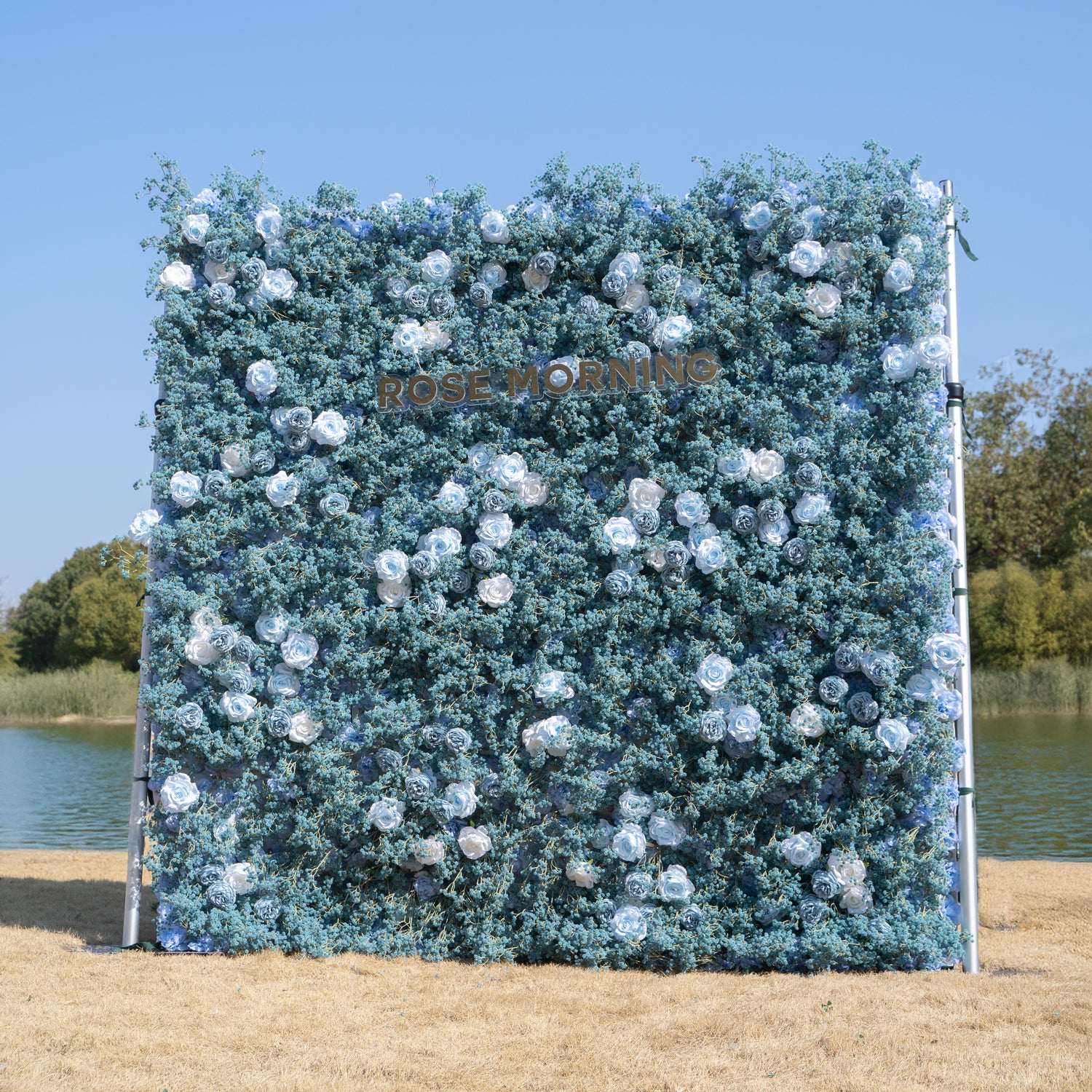 Blue Baby Breath:3D Fabric Artificial rolling up curtain flower wall