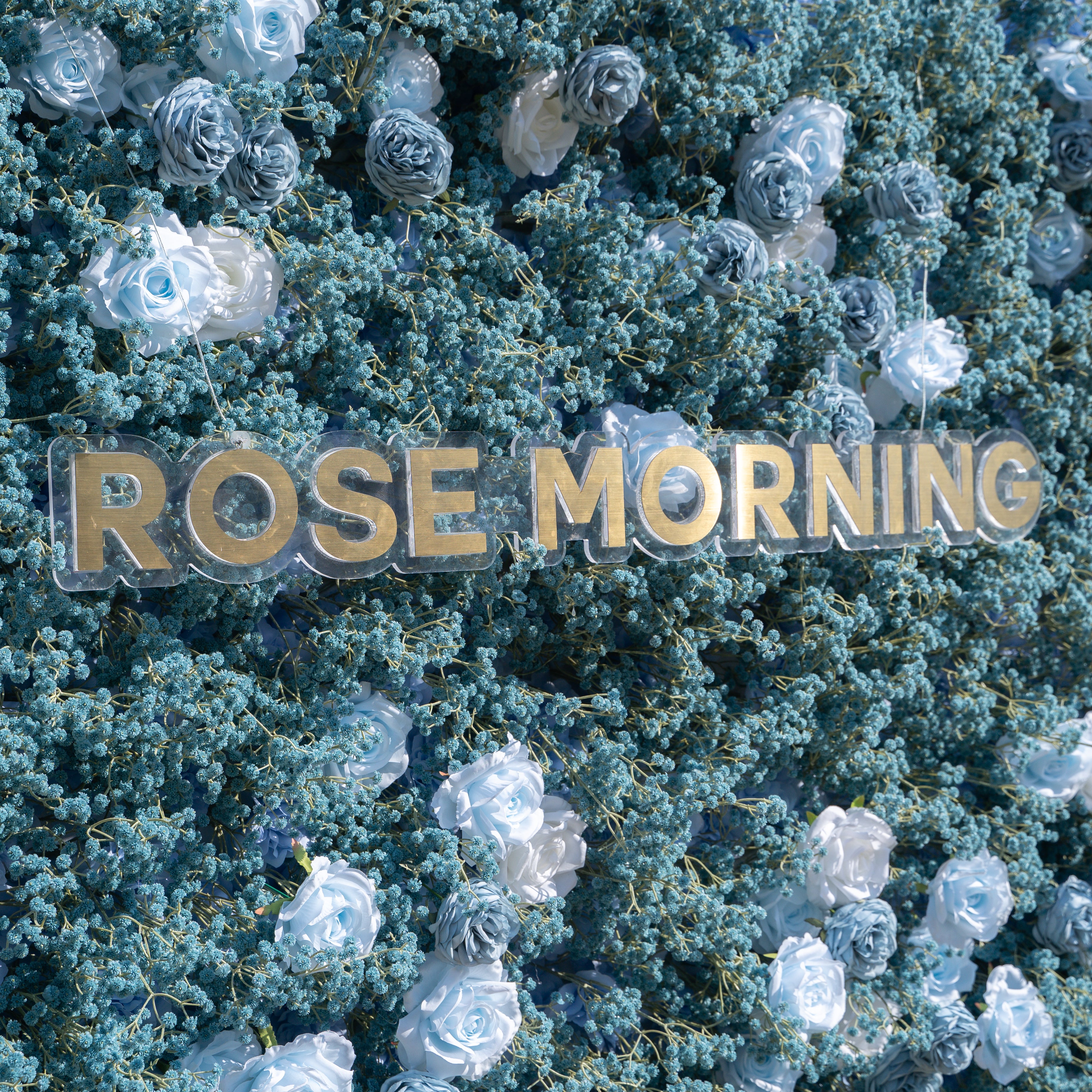 Blue Baby Breath:3D Fabric Artificial rolling up curtain flower wall