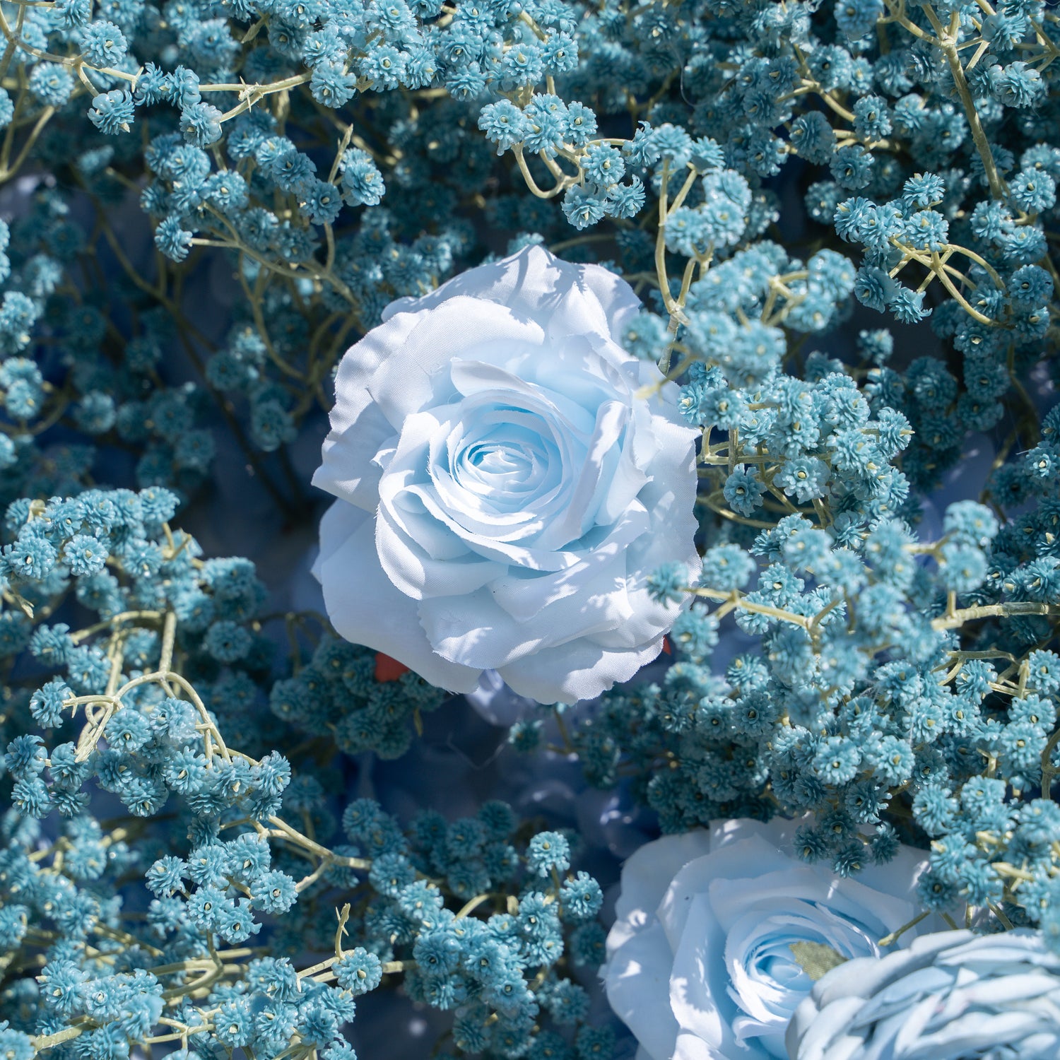 Blue Baby Breath:3D Fabric Artificial rolling up curtain flower wall