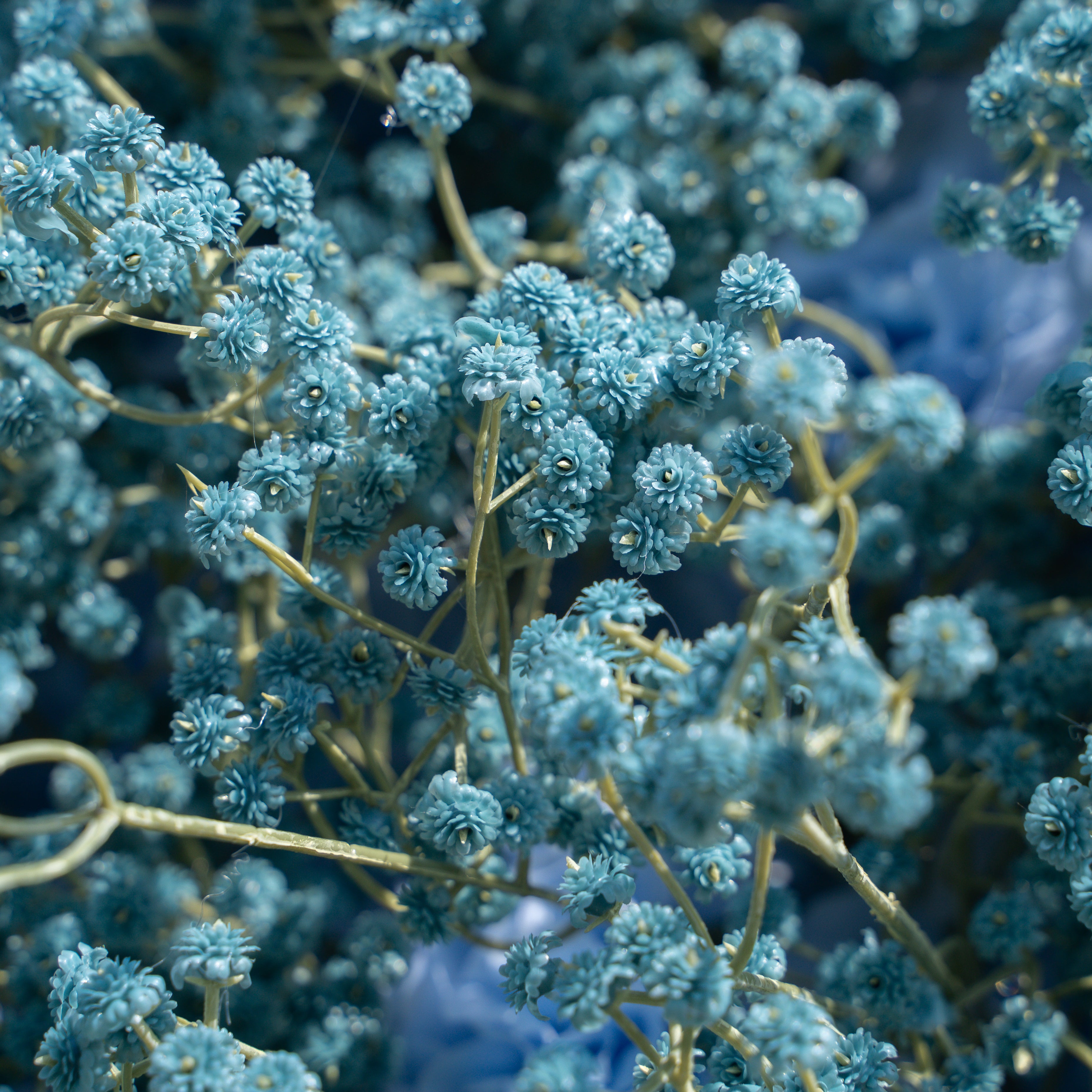 Blue Baby Breath:3D Fabric Artificial rolling up curtain flower wall