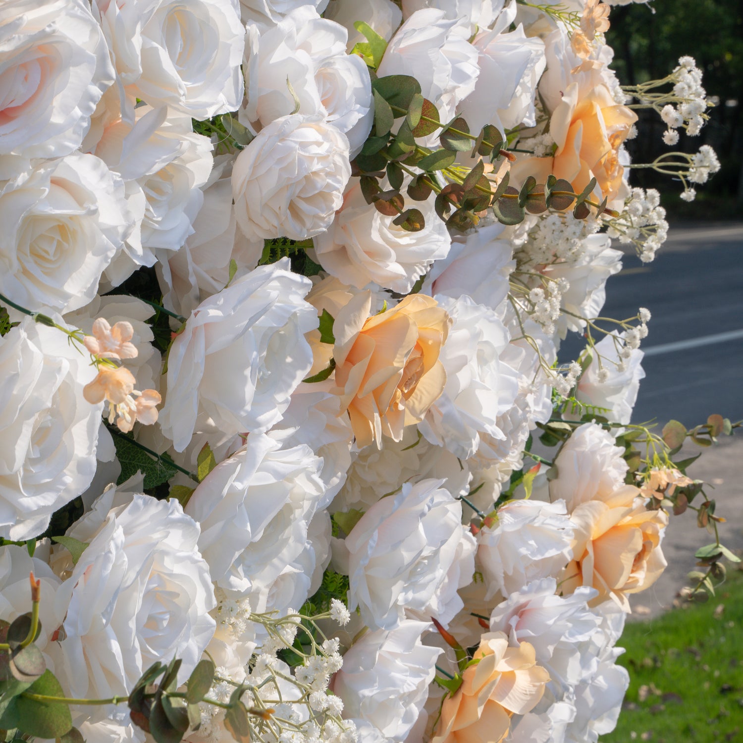 Bambi:5D Fabric Artificial rolling up curtain flower wall