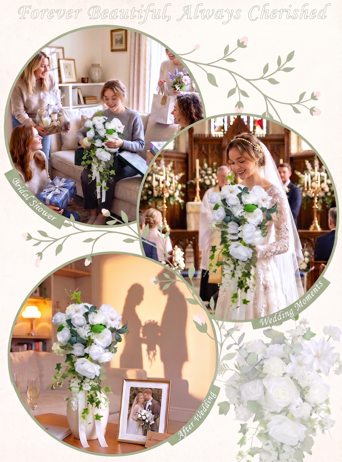 Dewdrop- Bridal Bouquet 13.7"x23.6&