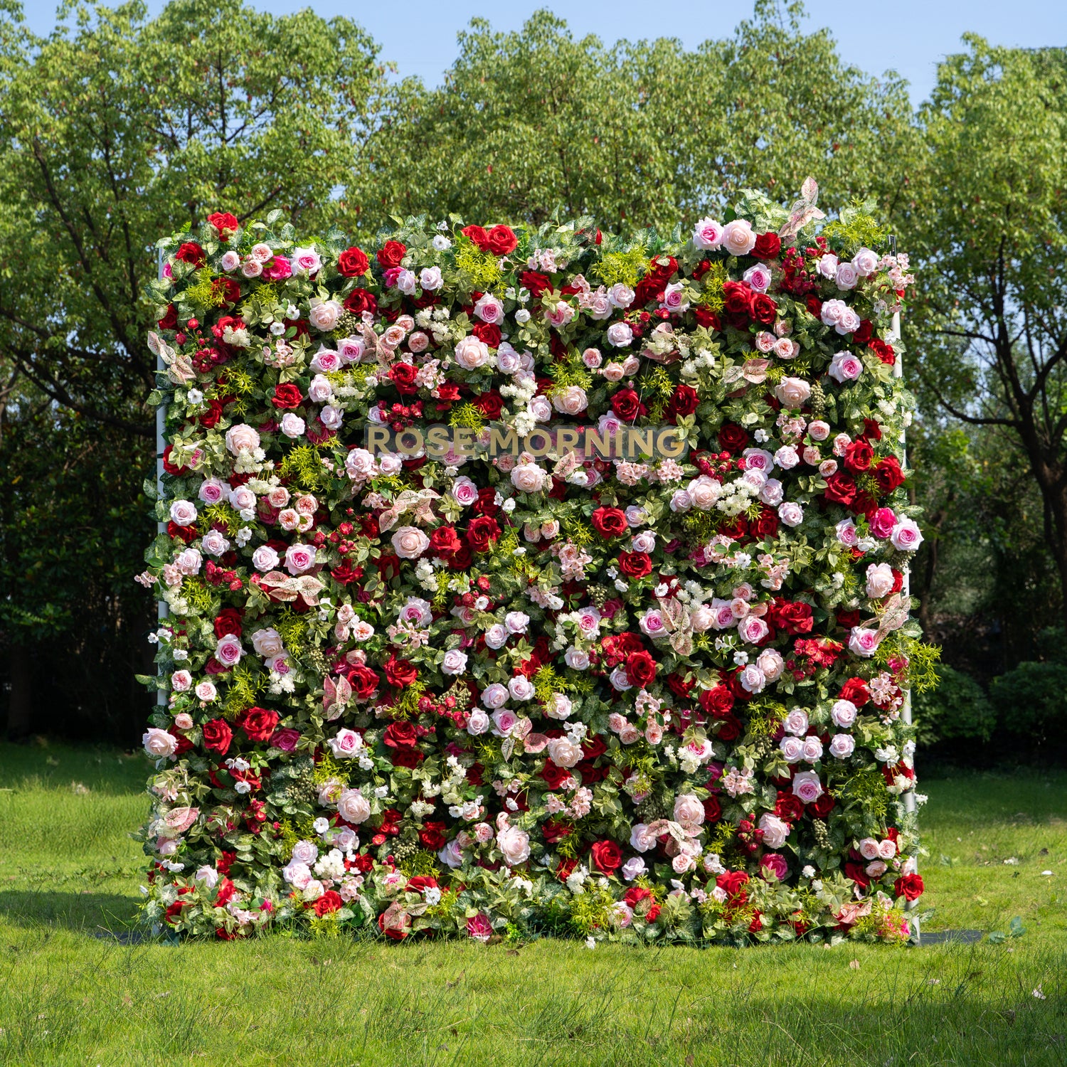 Bonjour:5D Fabric Artificial zip up curtain flower wall 8ft*8ft