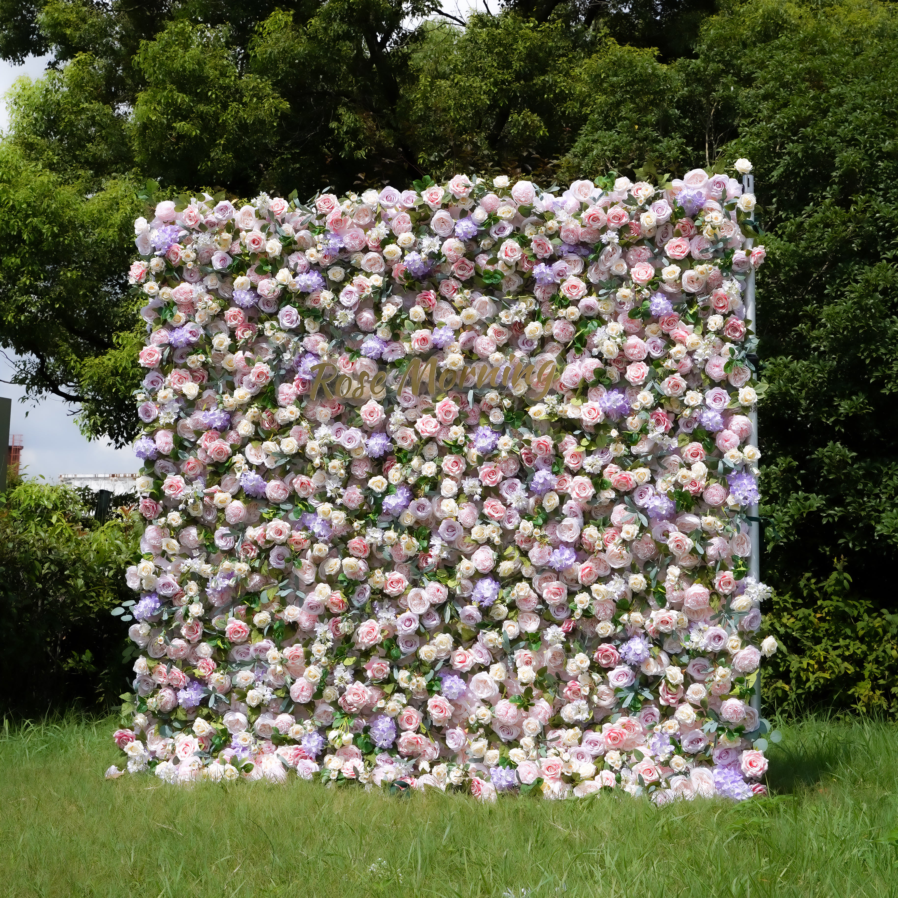 Briar:5D Fabric Artificial Flower Wall Rolling Up Curtain Flower Wall 8ft*8ft -R054 Rose Morning