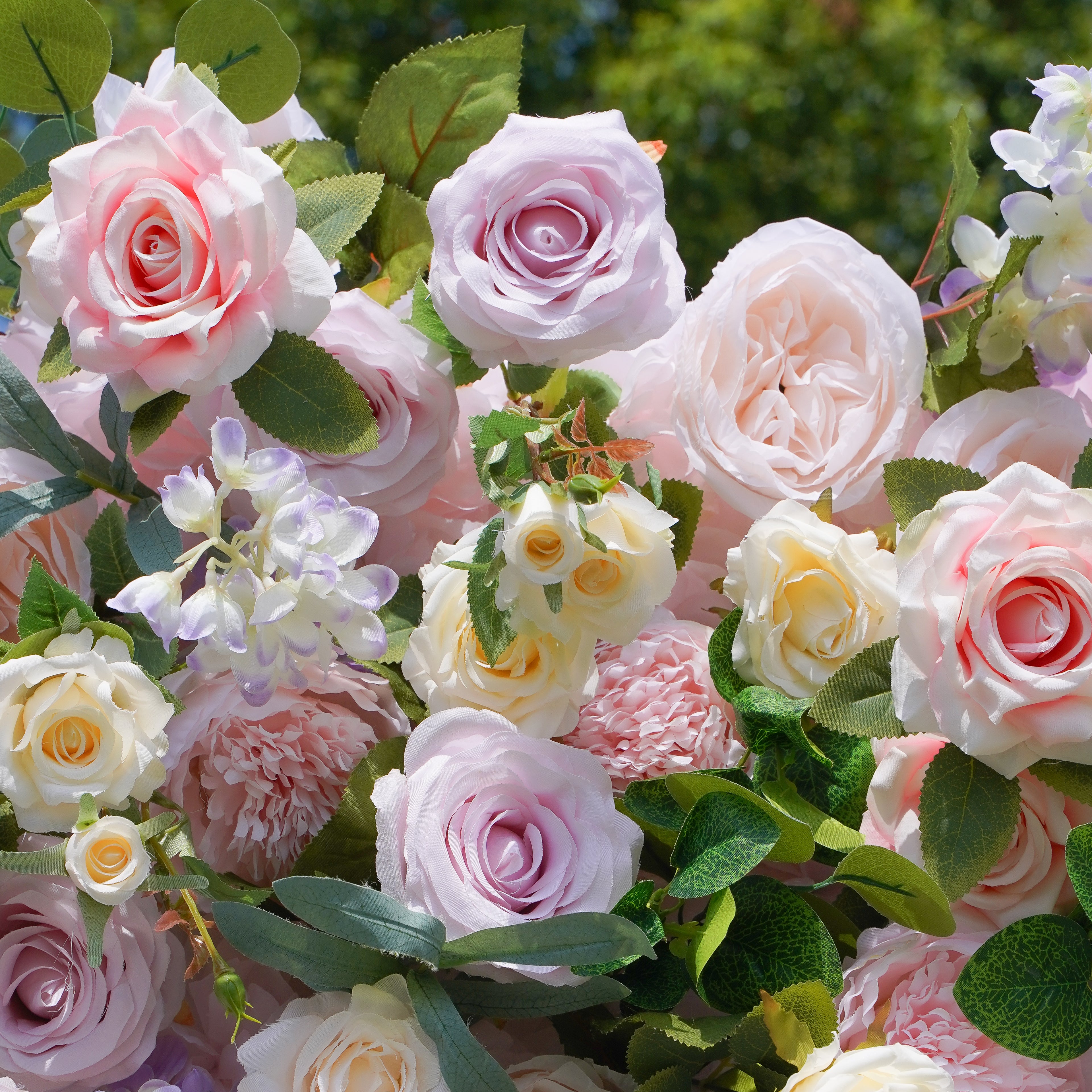 Briar:5D Fabric Artificial Flower Wall Rolling Up Curtain Flower Wall 8ft*8ft -R054 Rose Morning
