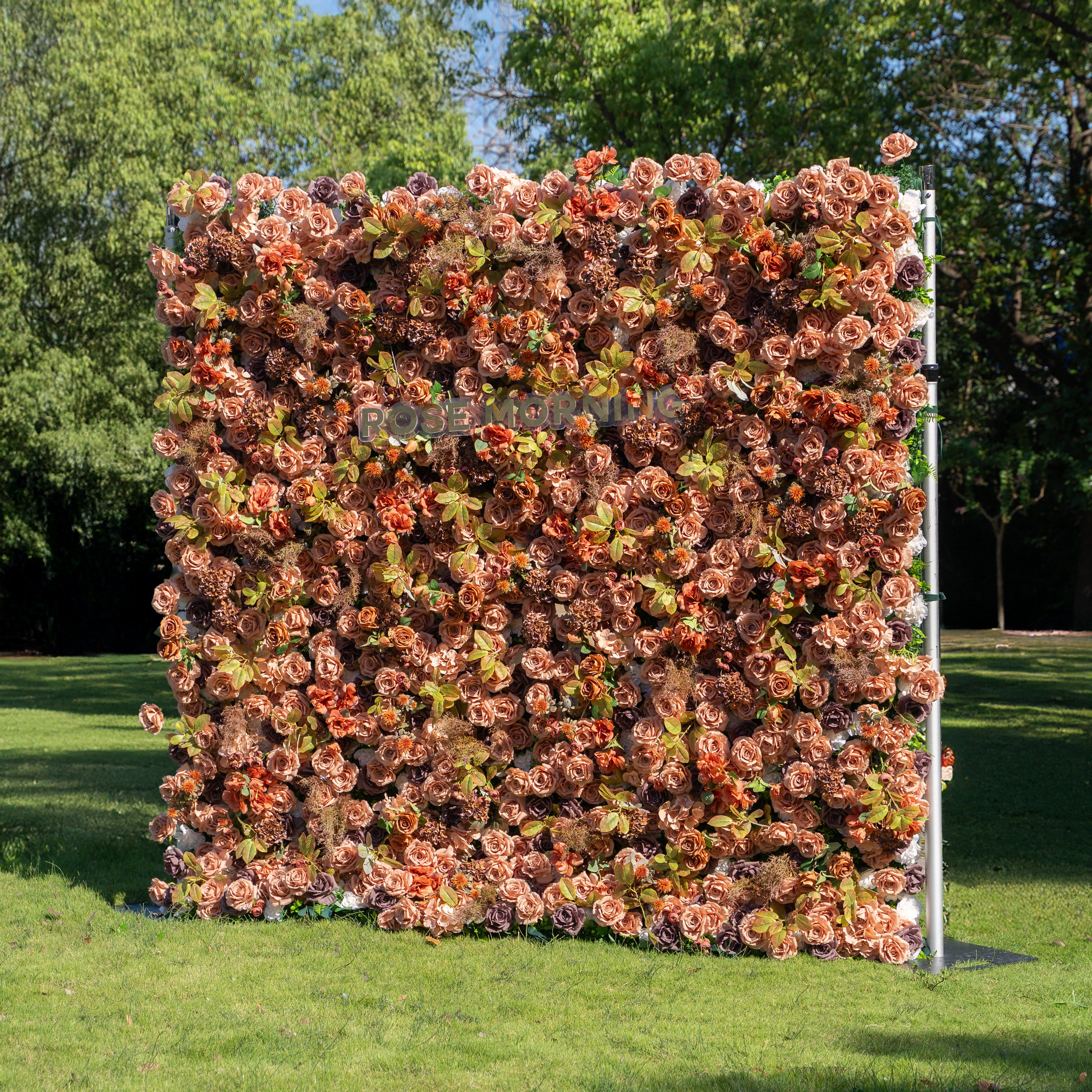 Cappuccino:5D Fabric Artificial rolling up curtain flower wall
