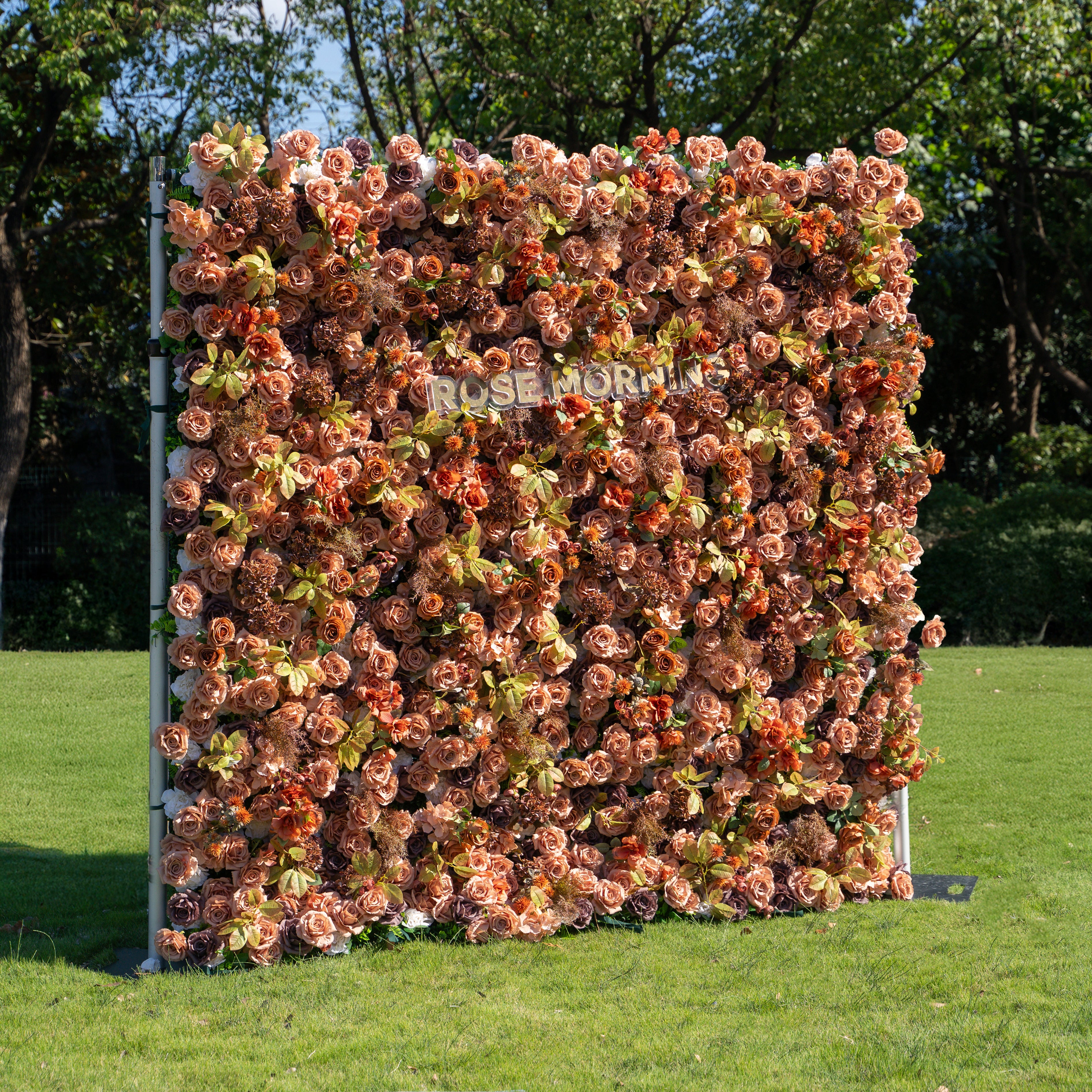 Cappuccino:5D Fabric Artificial rolling up curtain flower wall
