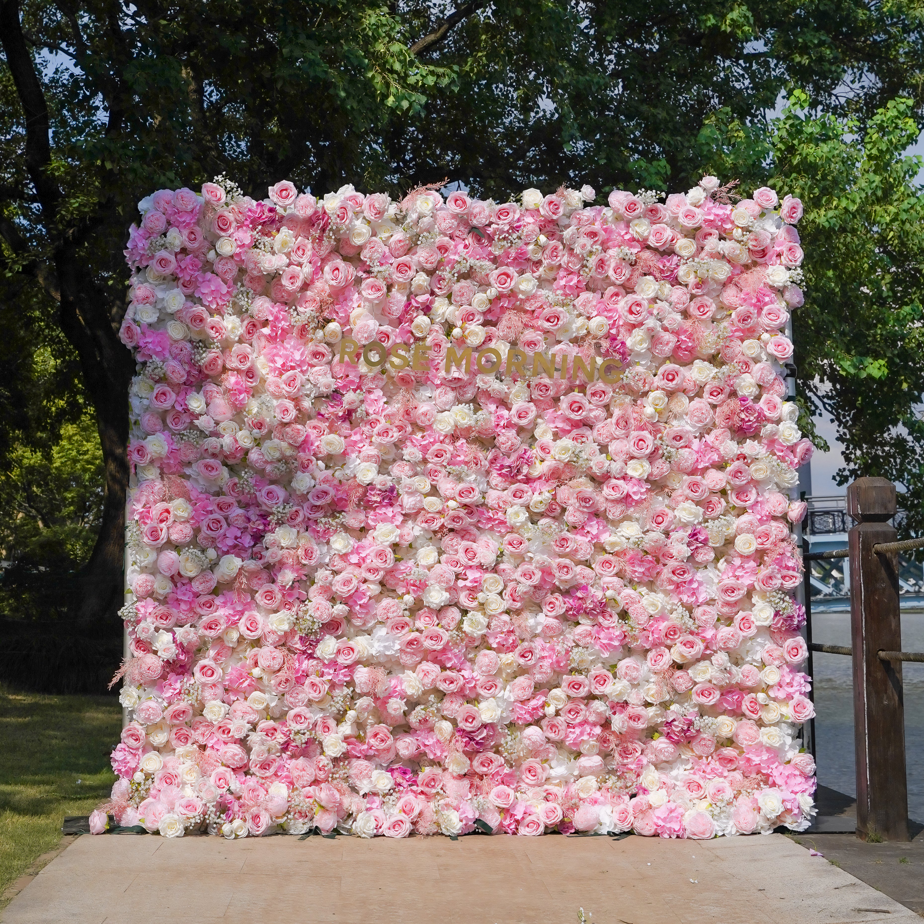 Charlotte 5D Fabric Artificial rolling up curtain flower wall Rose Morning