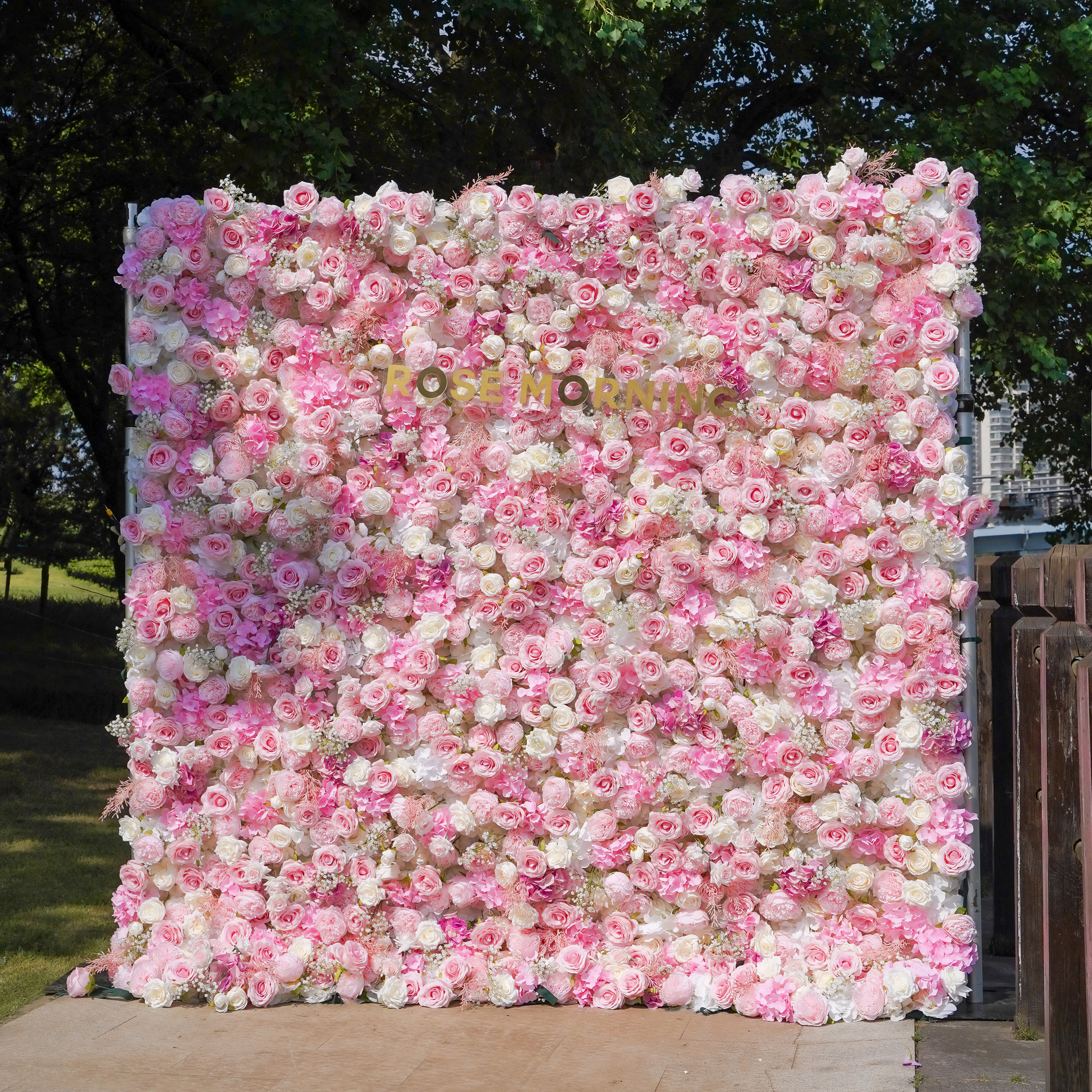 Charlotte 5D Fabric Artificial rolling up curtain flower wall Rose Morning