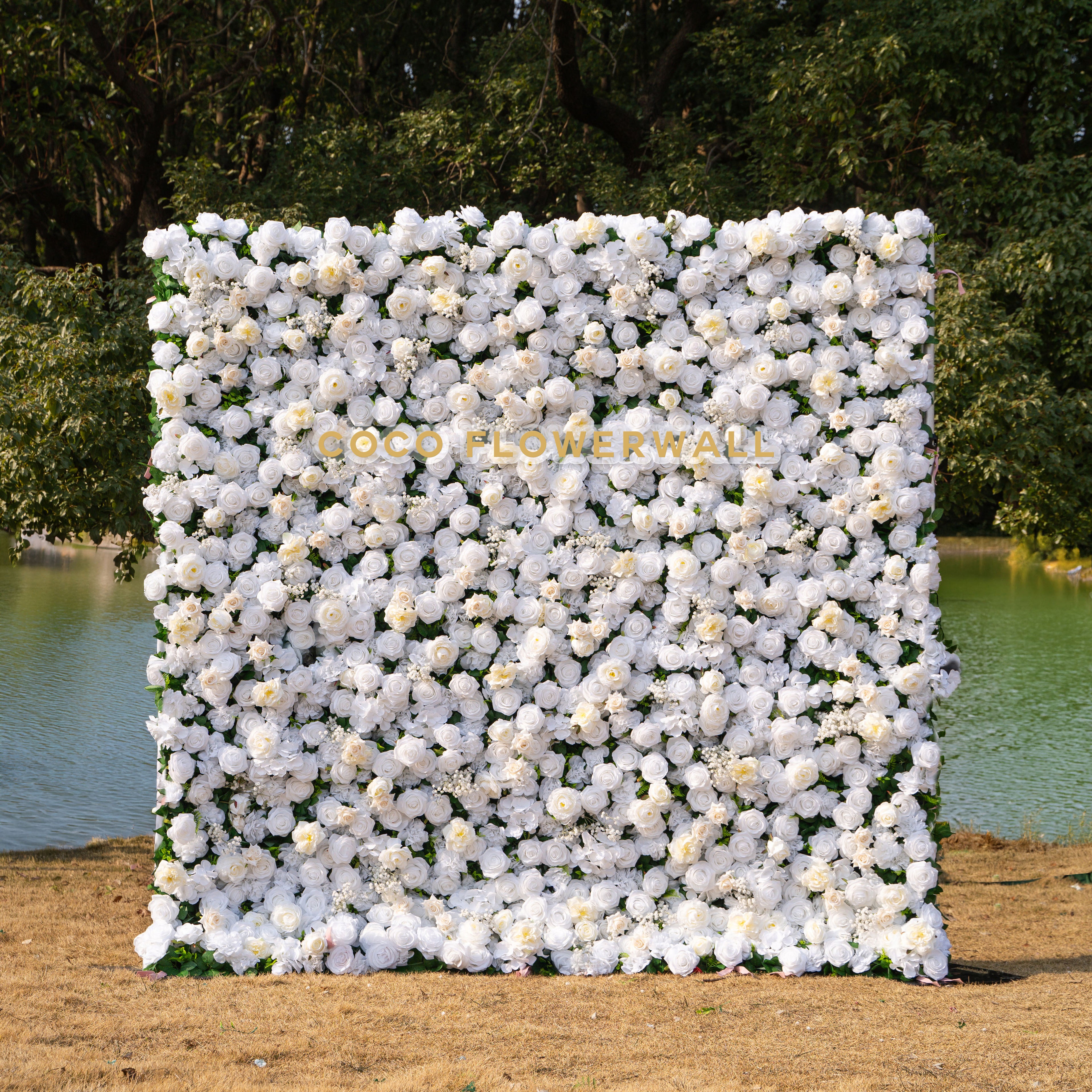 Coco: Fabric Artificial rolling up curtain flower wall 8ftx8ft for weddings and events decoration(Only USA)